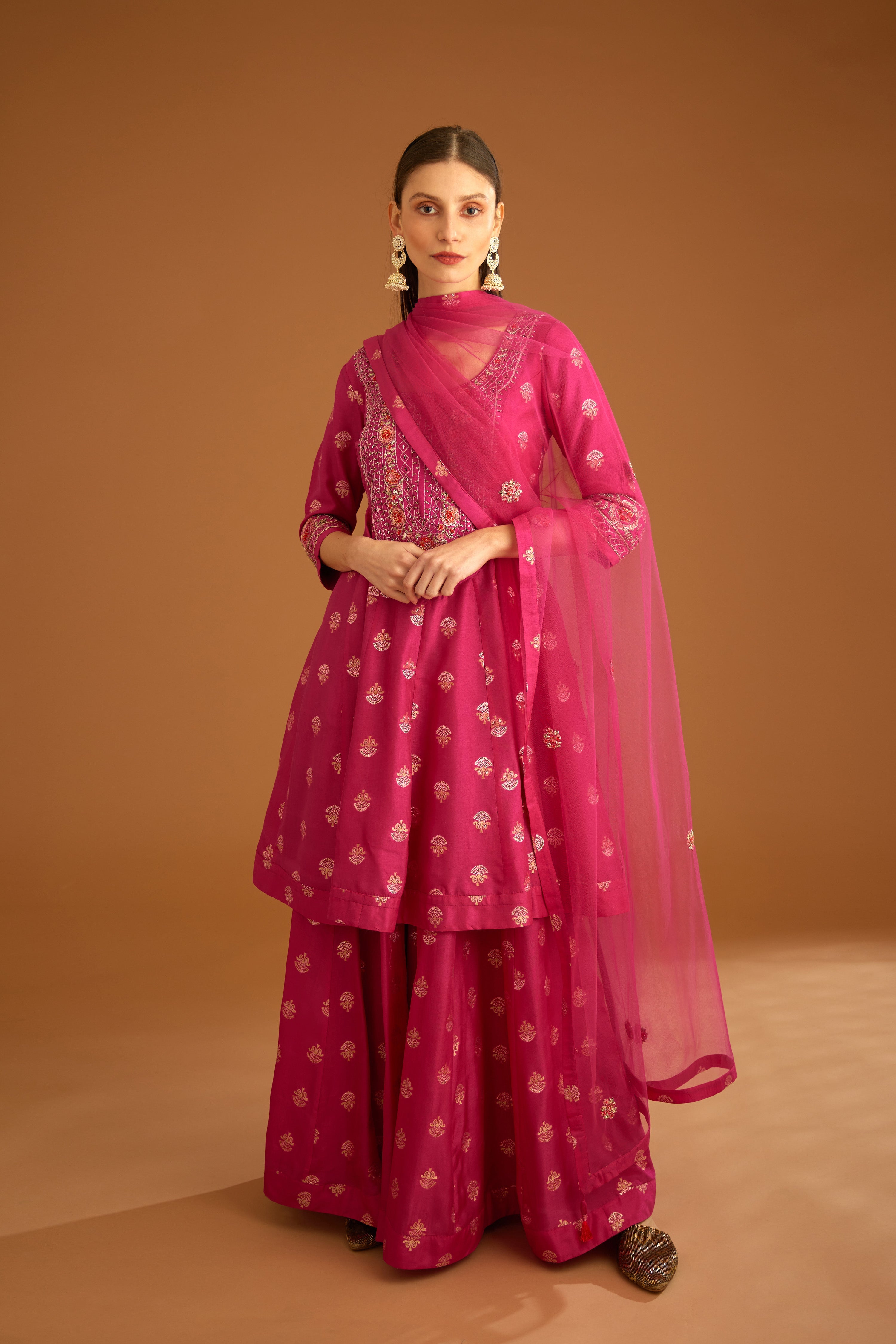 Fuchsia Pink Sharara Set