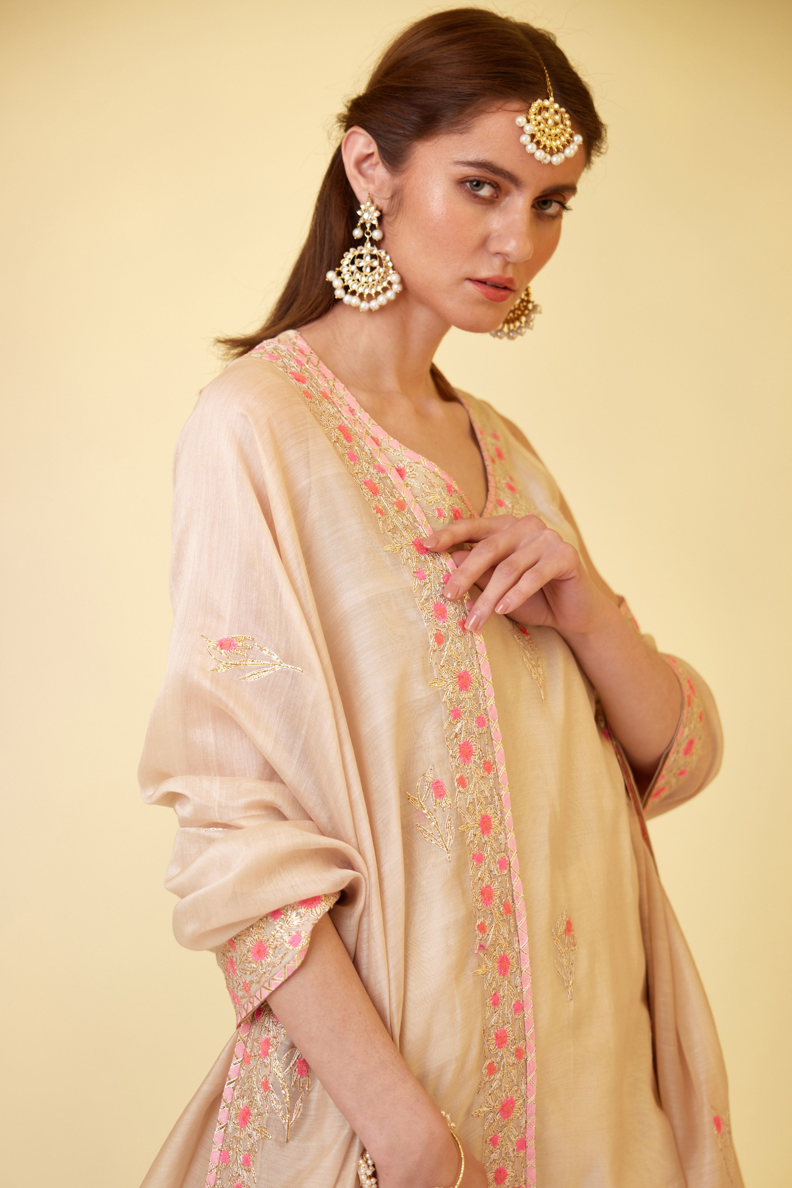 Angora White Sharara Set