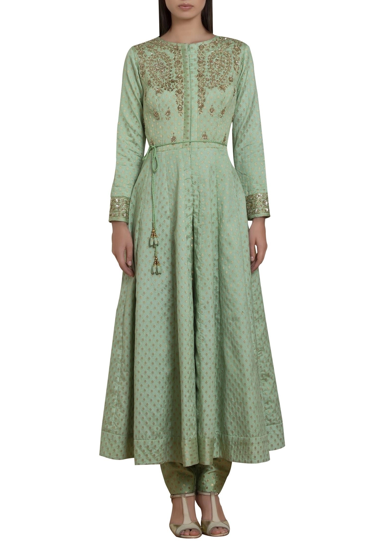 Brocade & zardozi embroidered anarkali set