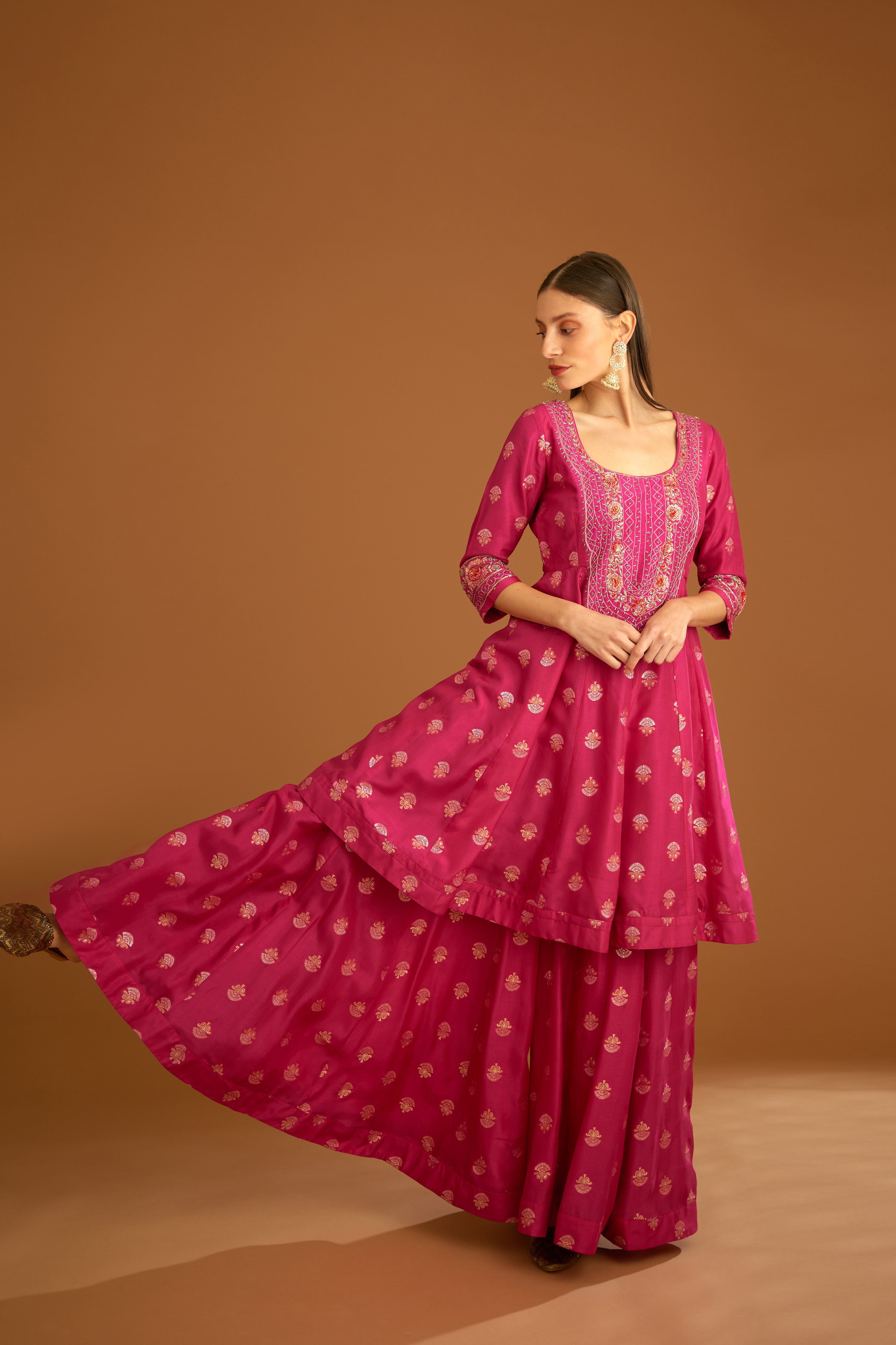 Fuchsia Pink Sharara Set