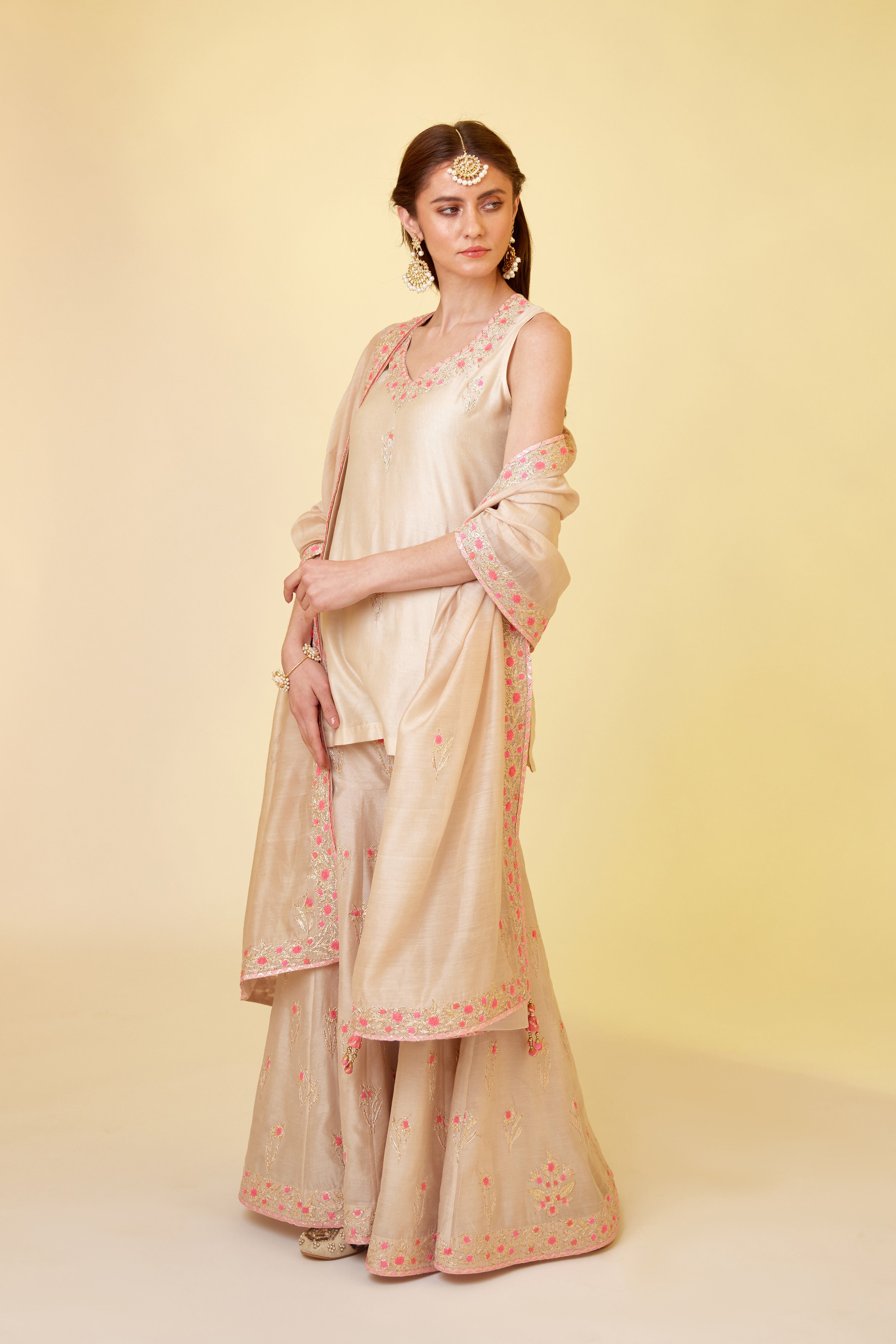 Angora White Sharara Set