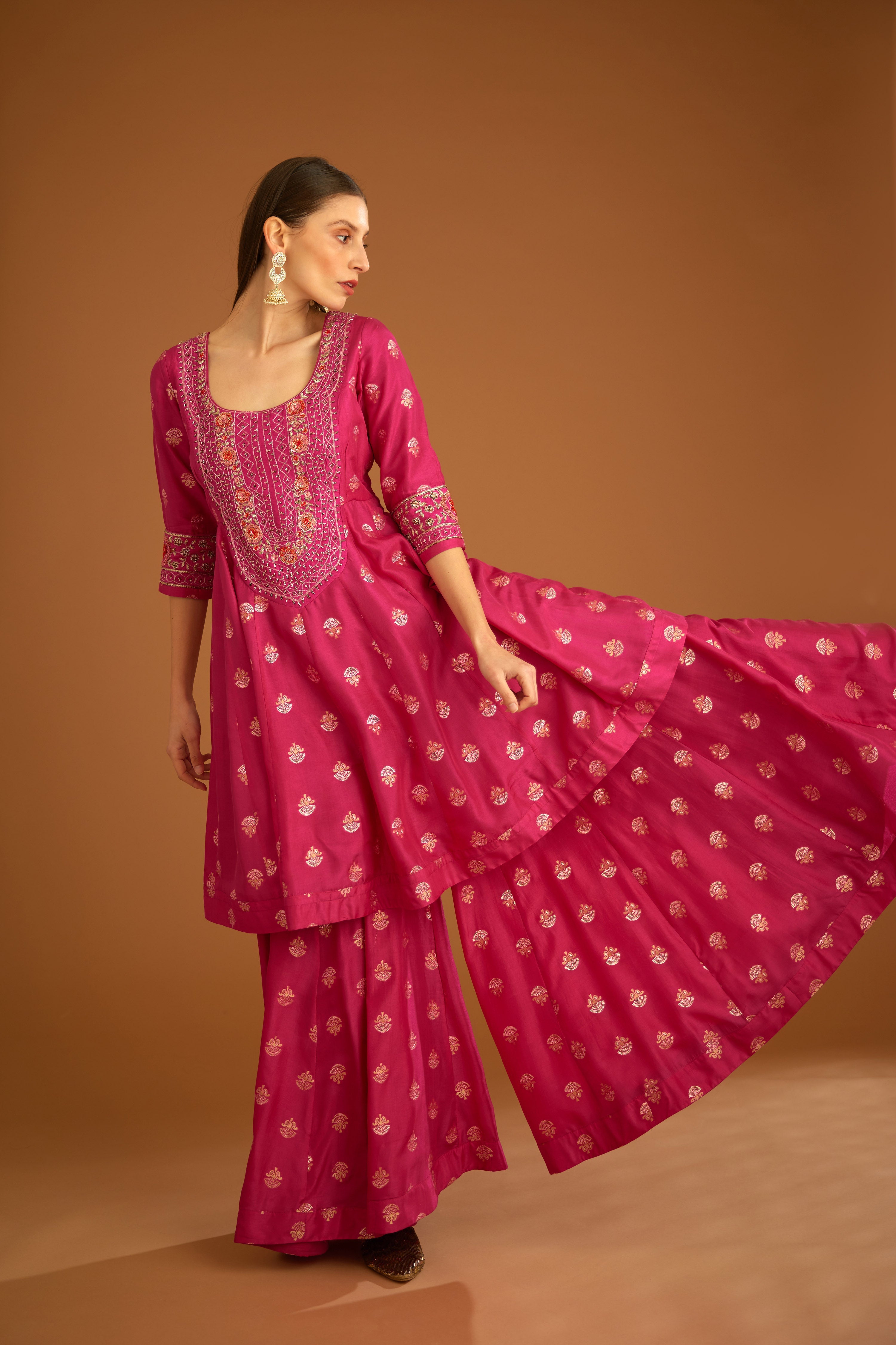 Fuchsia Pink Sharara Set