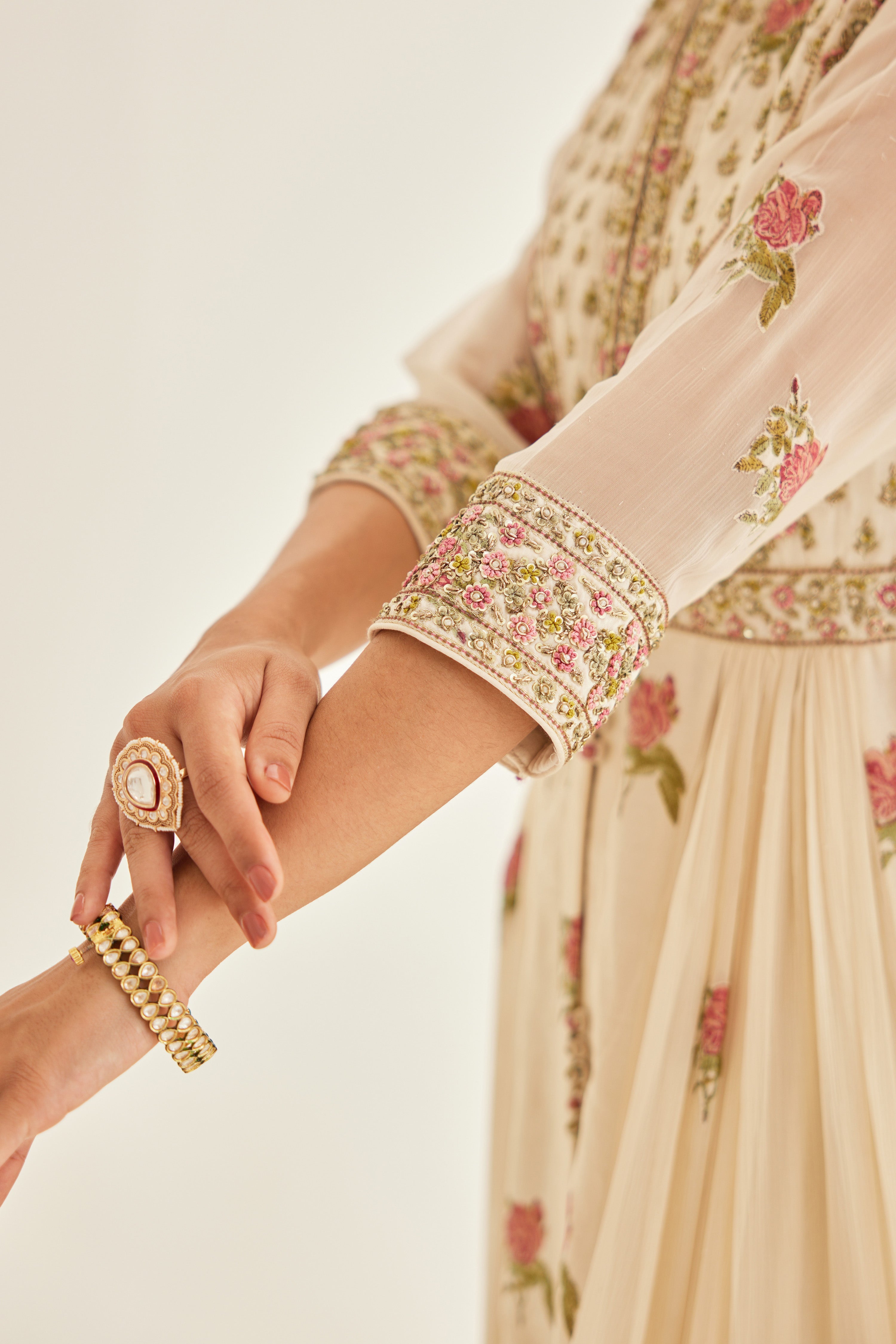 Papyrus White Anarkali Set