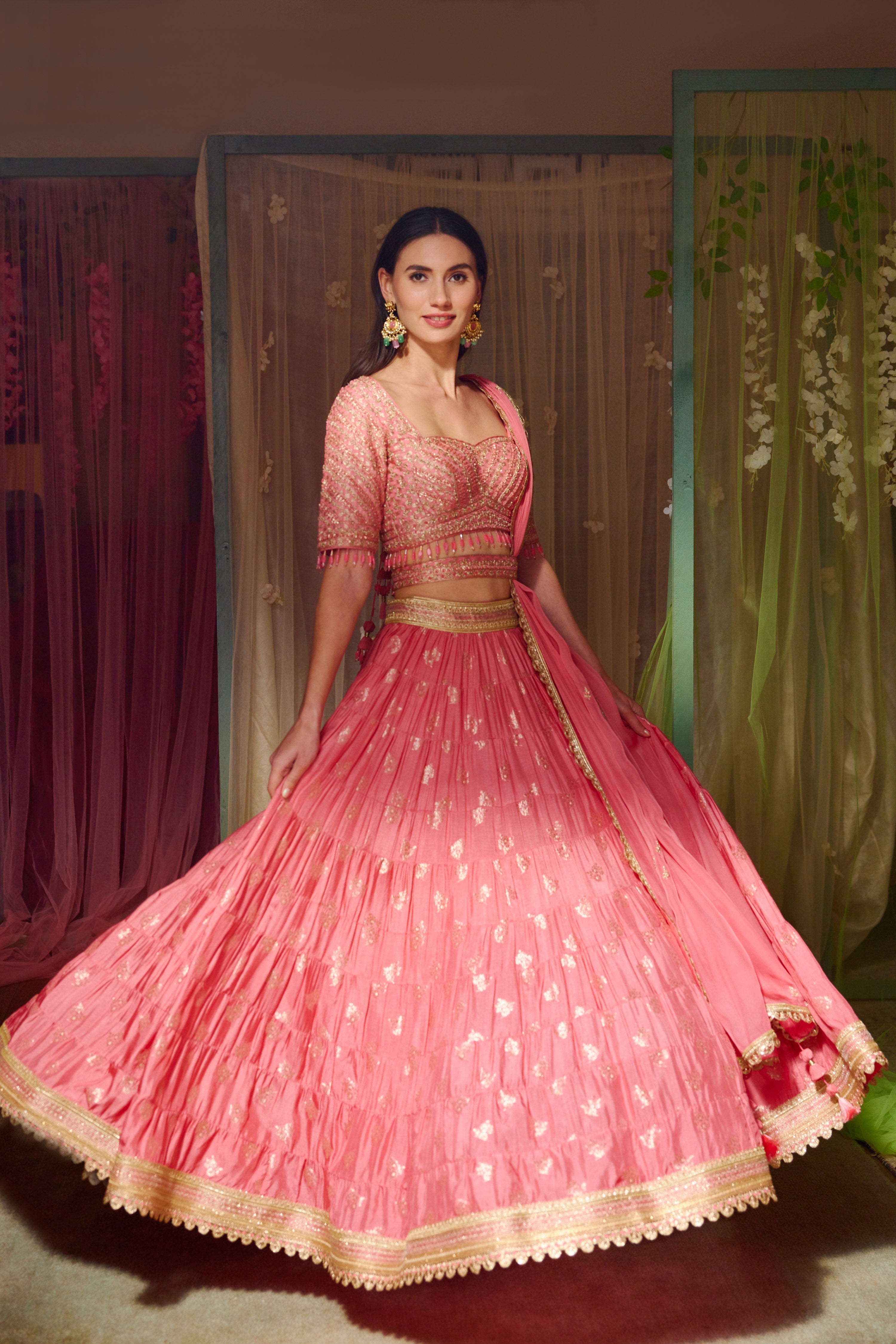 Coral Pink Lehenga Set
