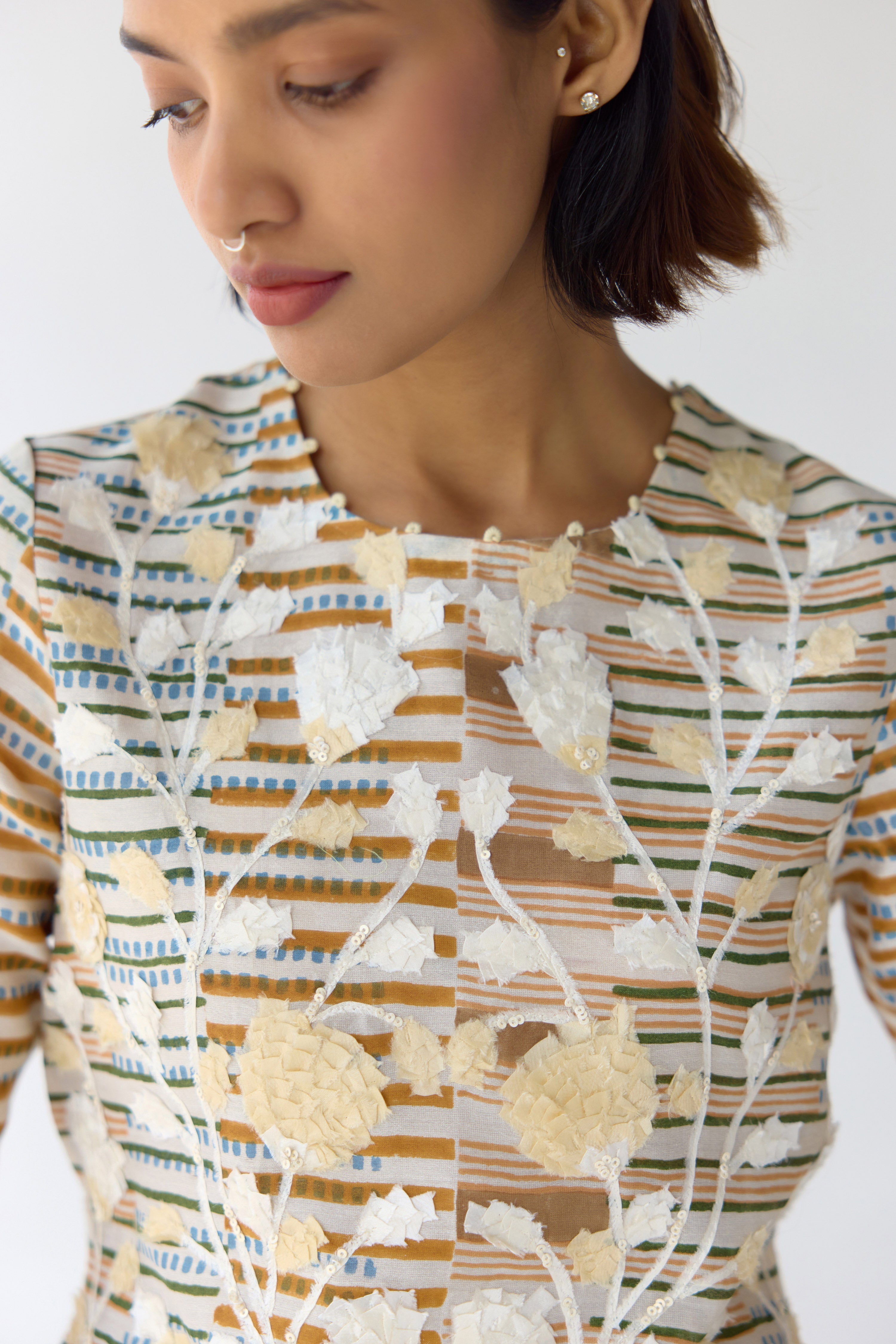 Almond White Top & Trouser Set