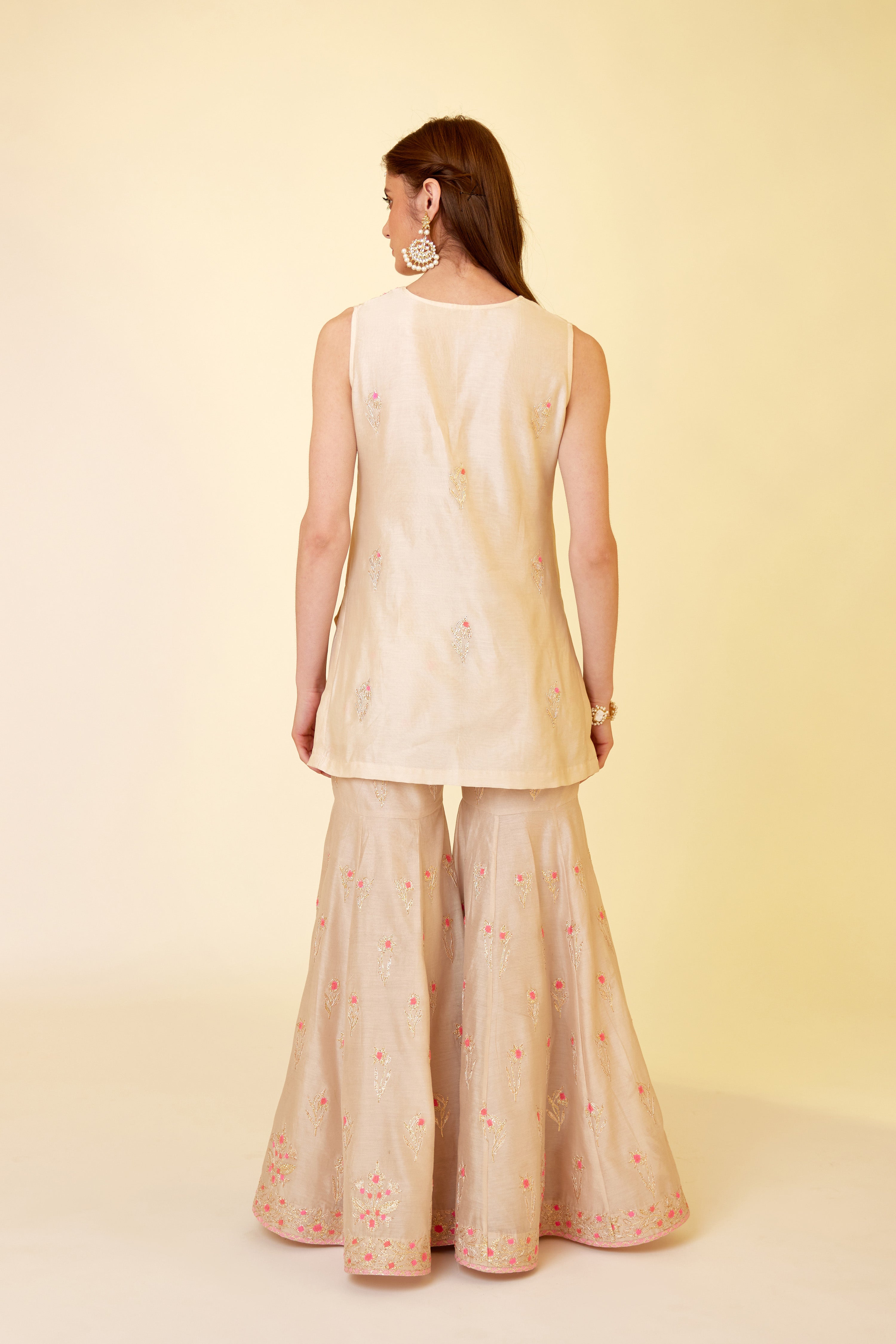 Angora White Sharara Set