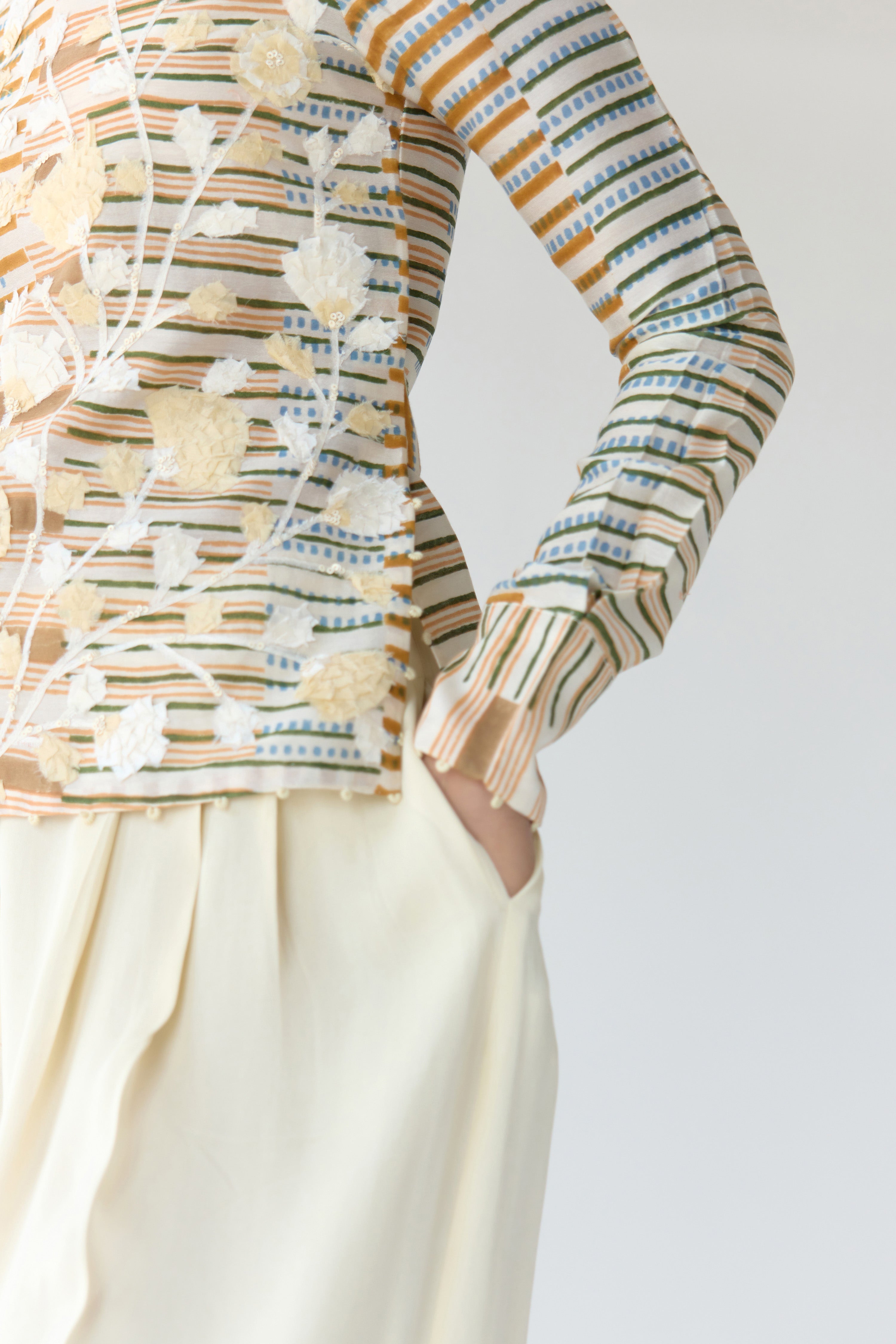 Almond White Top & Trouser Set