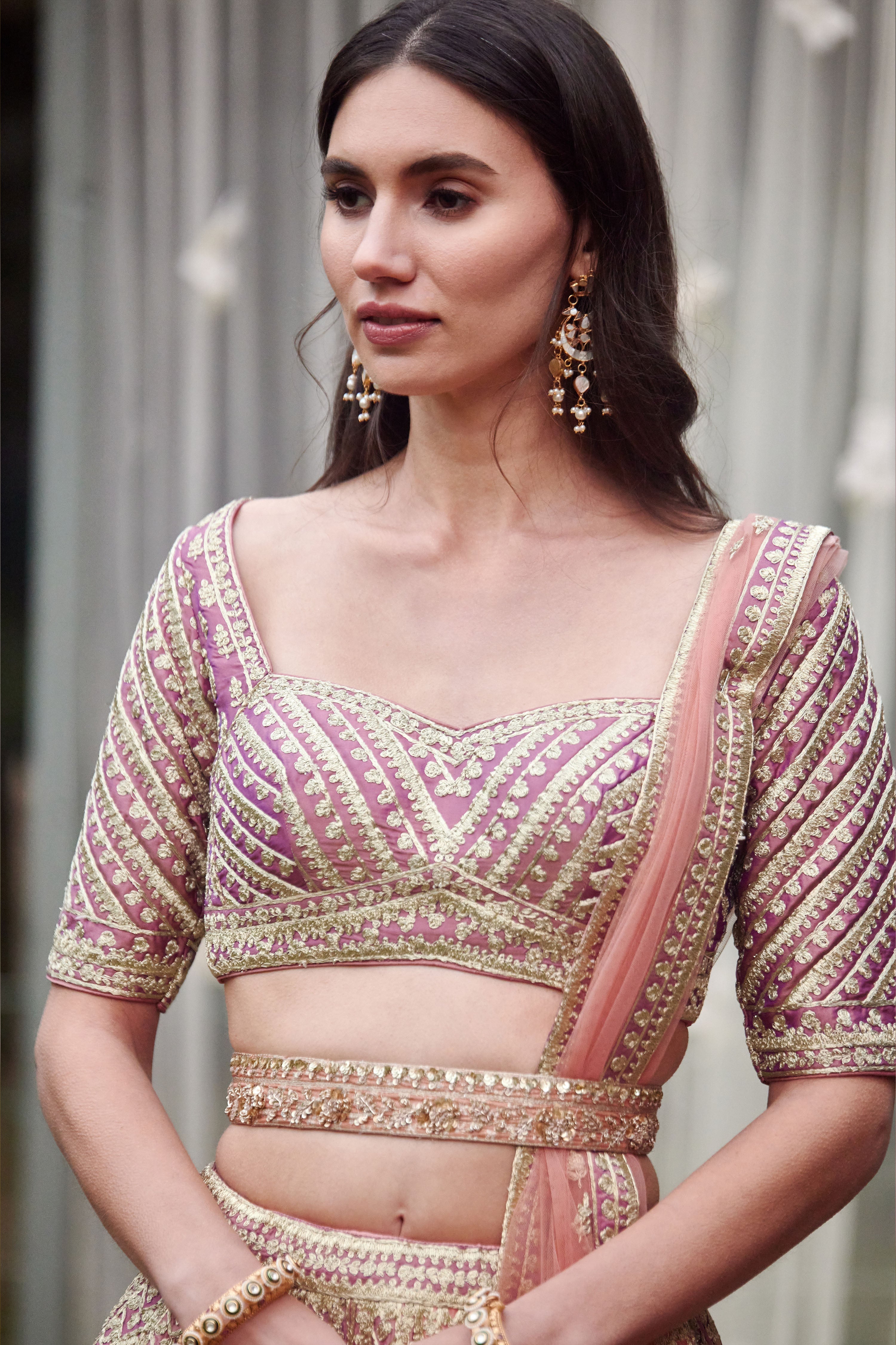 Neutral Pink Lehenga Set