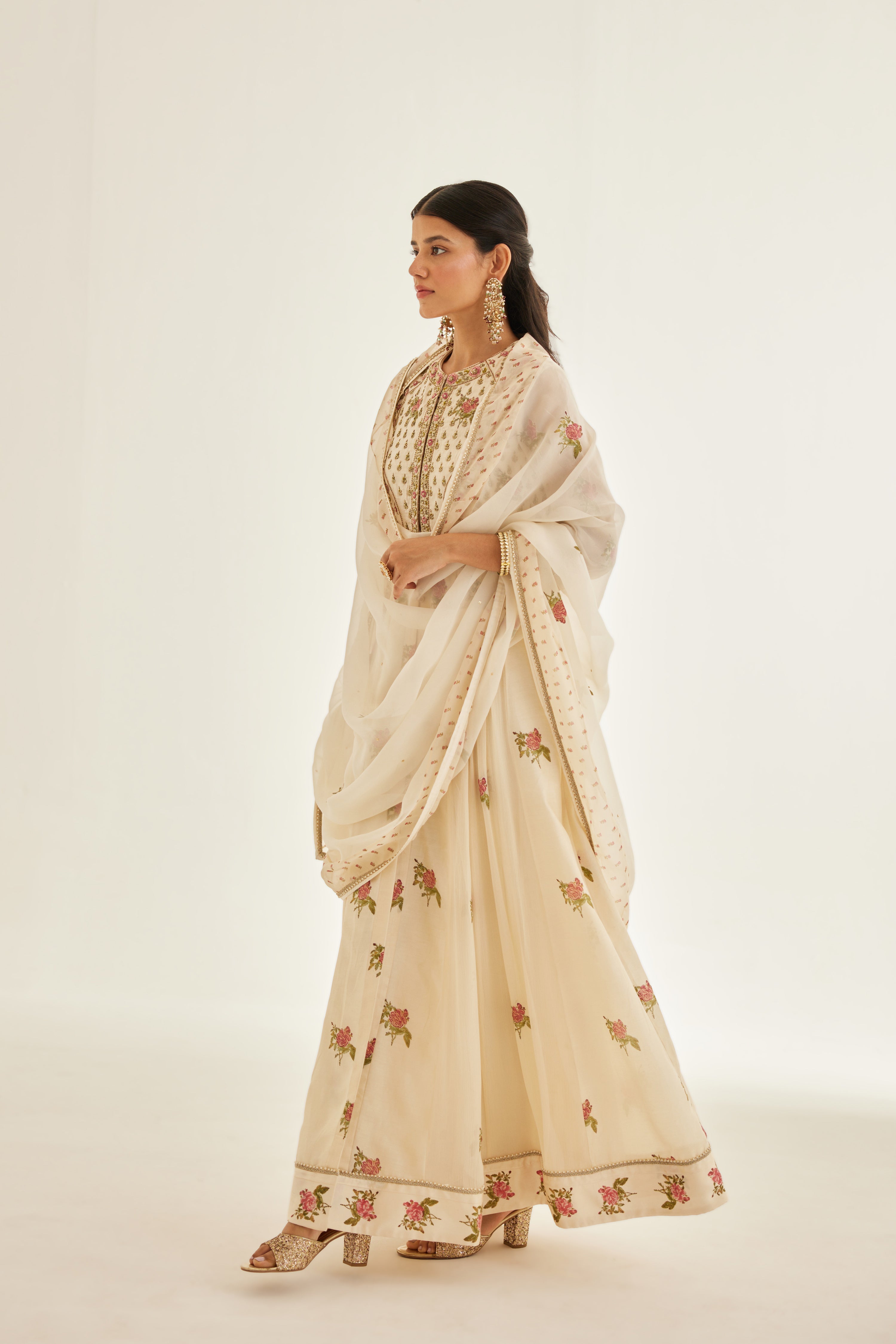 Papyrus White Anarkali Set