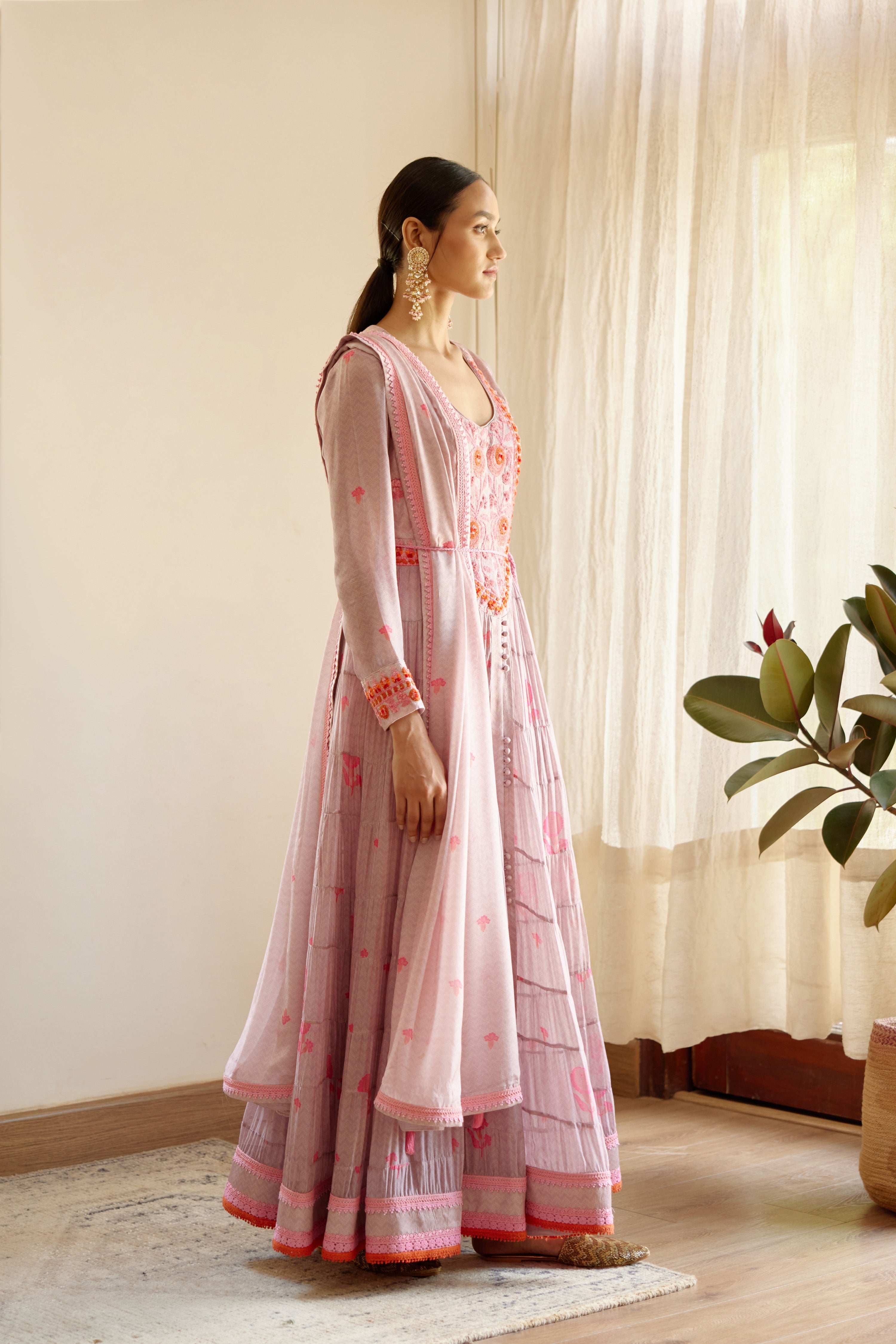 Lavender Anarkali Set