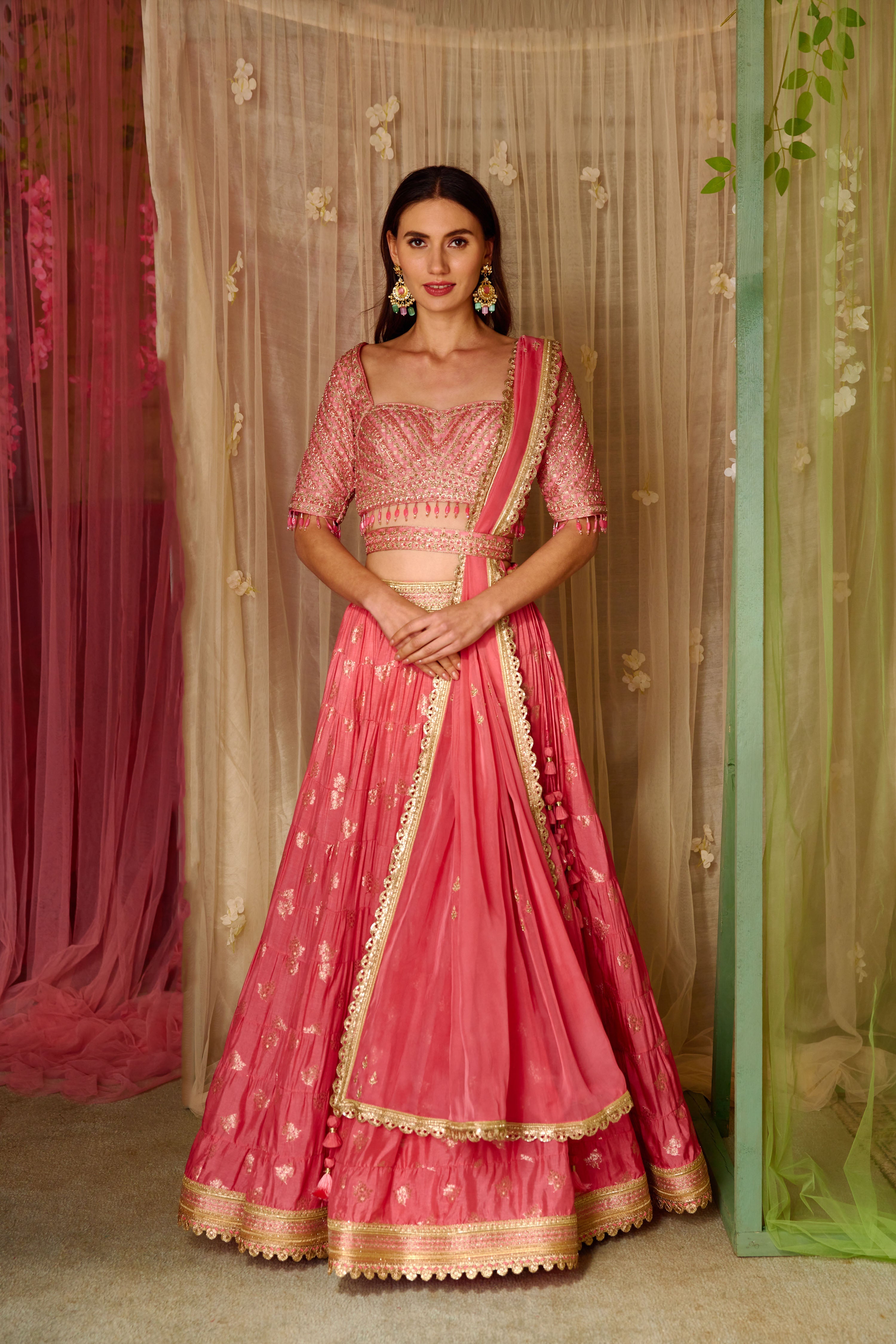 Coral Pink Lehenga Set