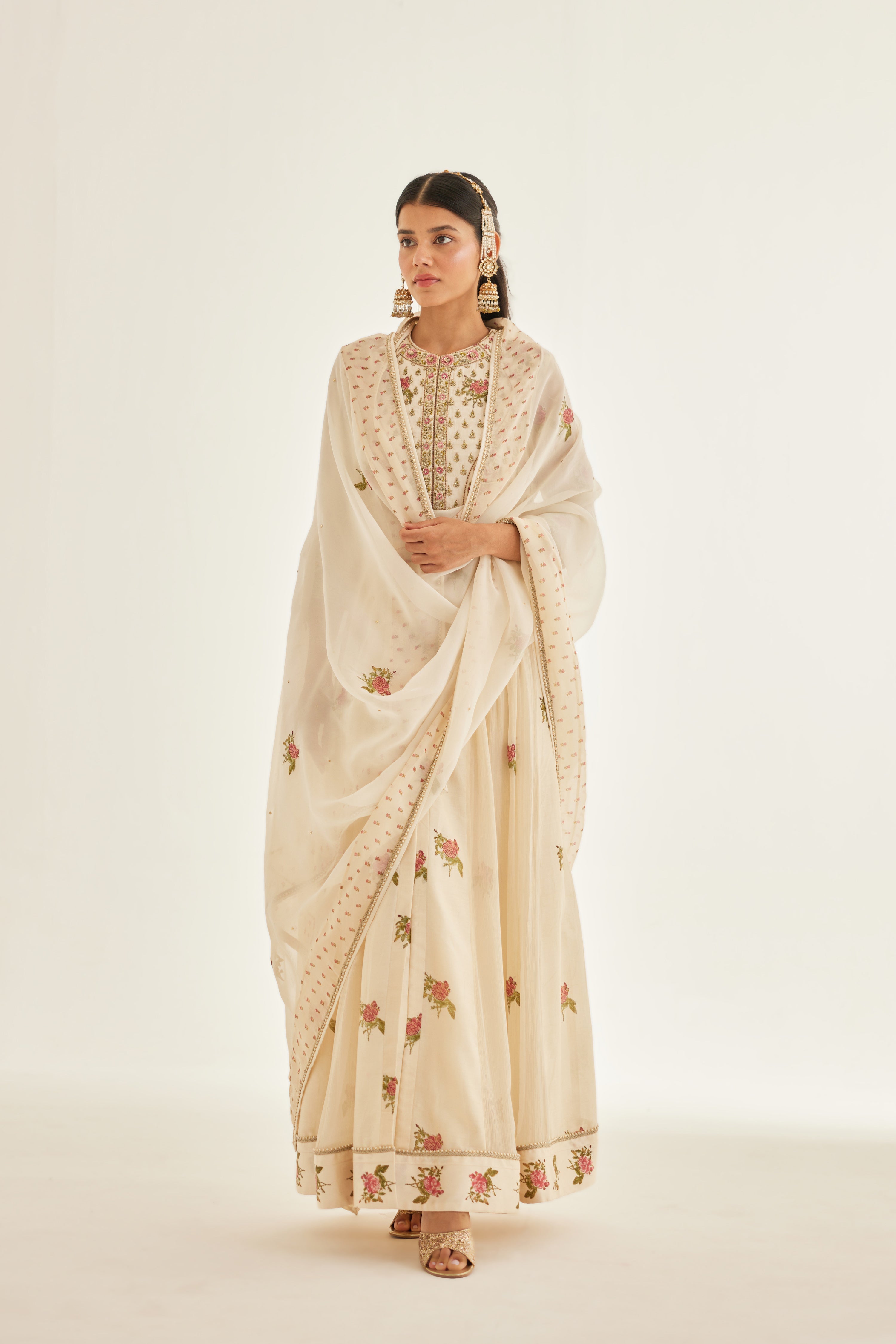 Papyrus White Anarkali Set