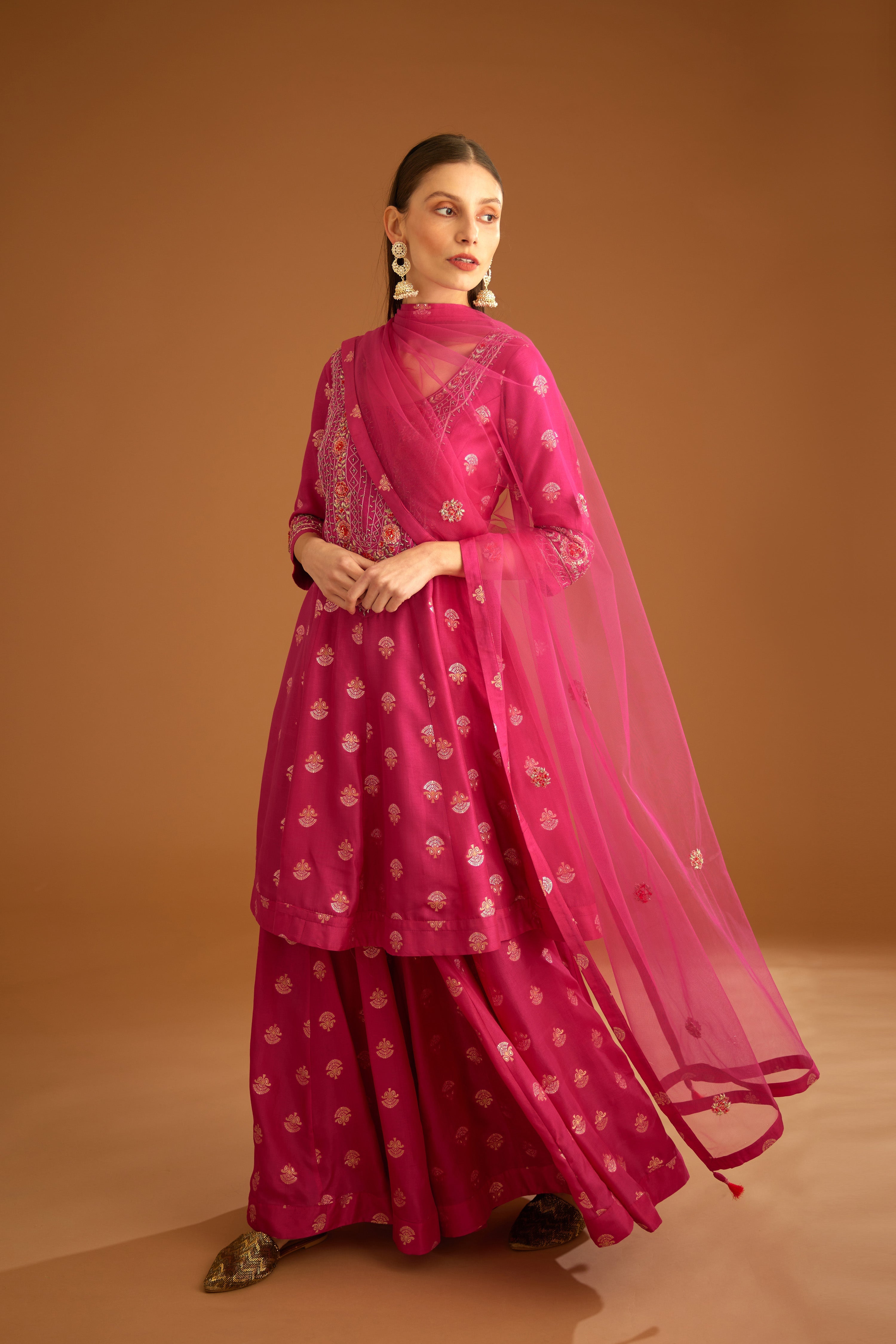 Fuchsia Pink Sharara Set