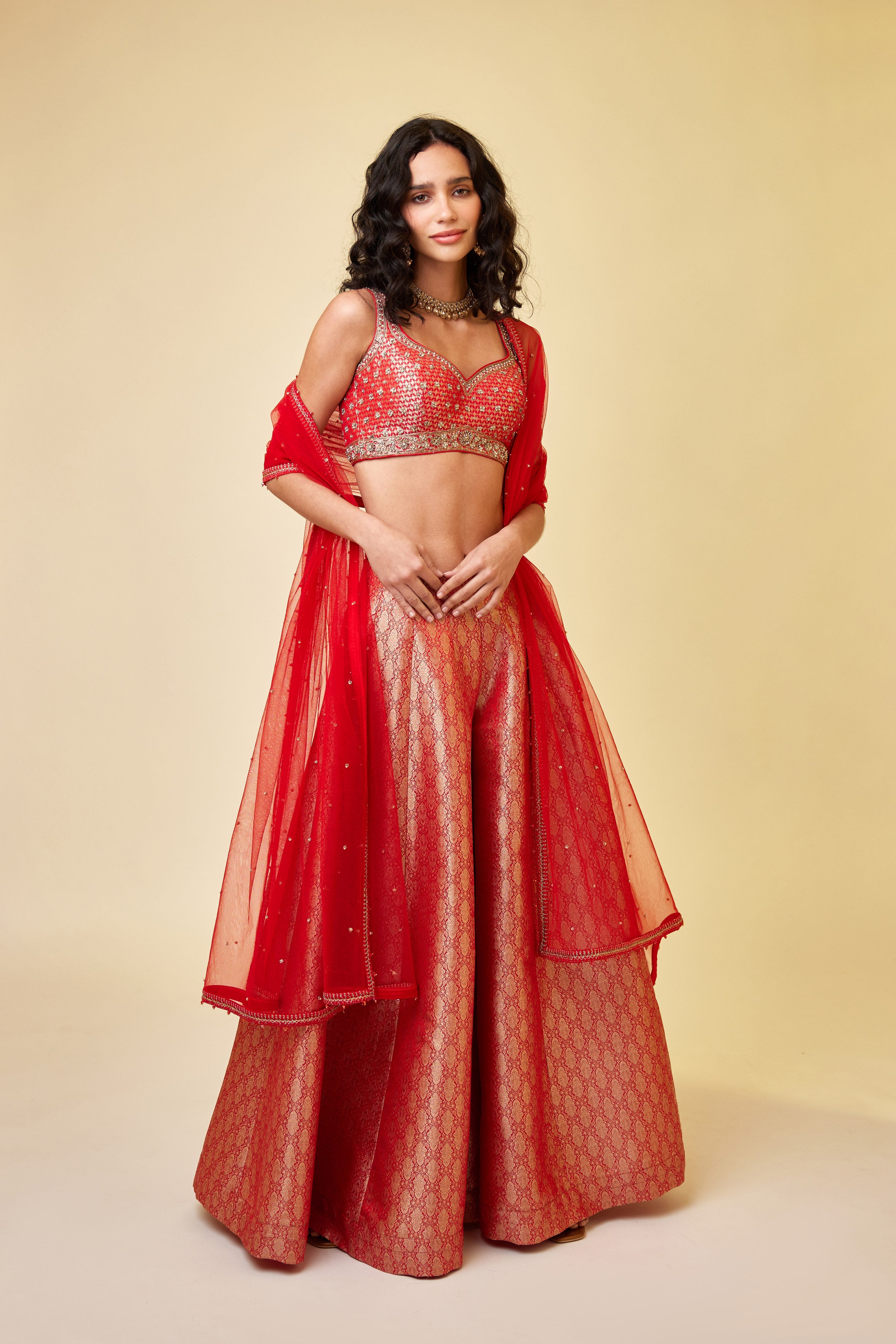 Red Sharara Set