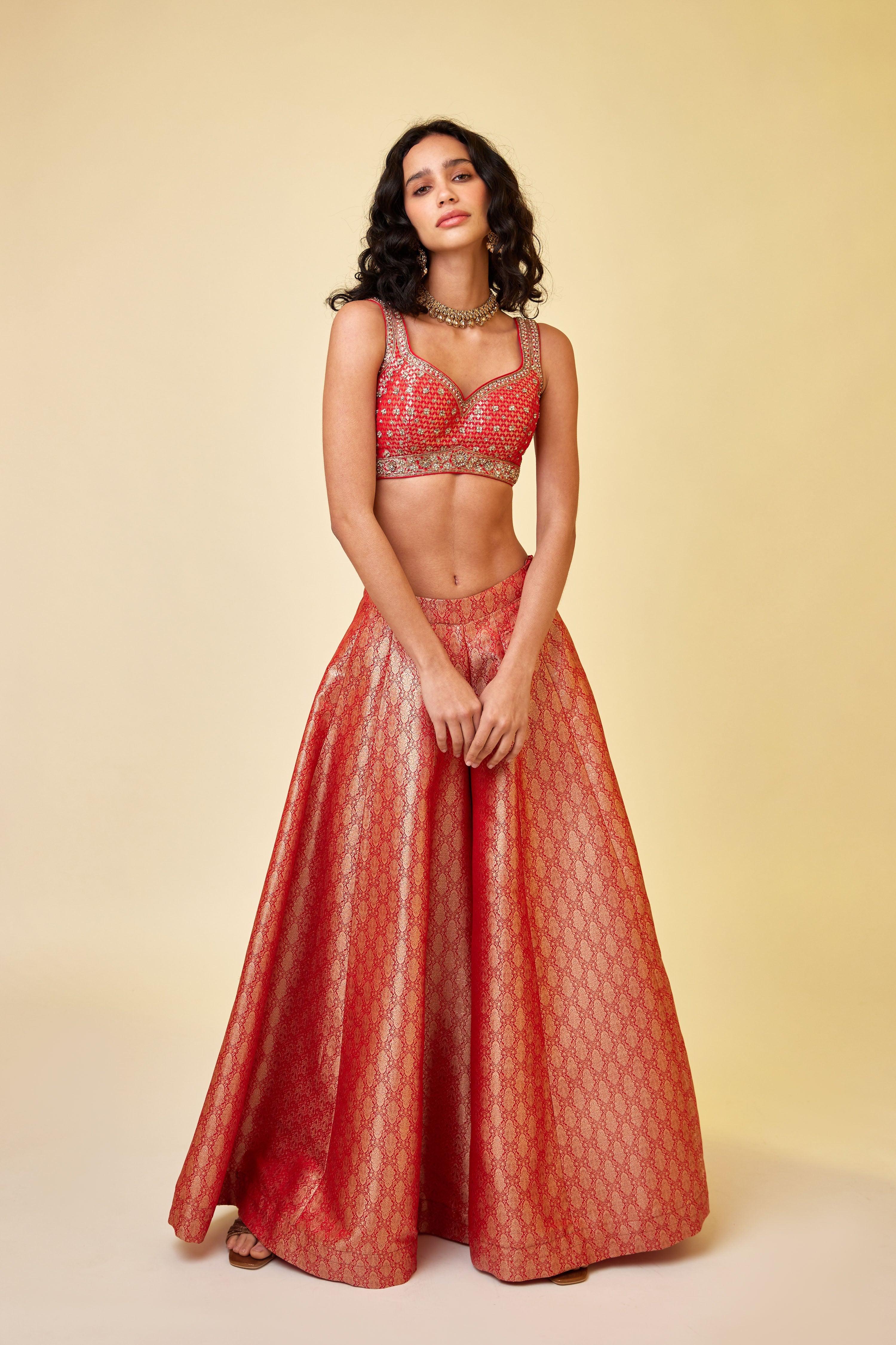 Red Sharara Set