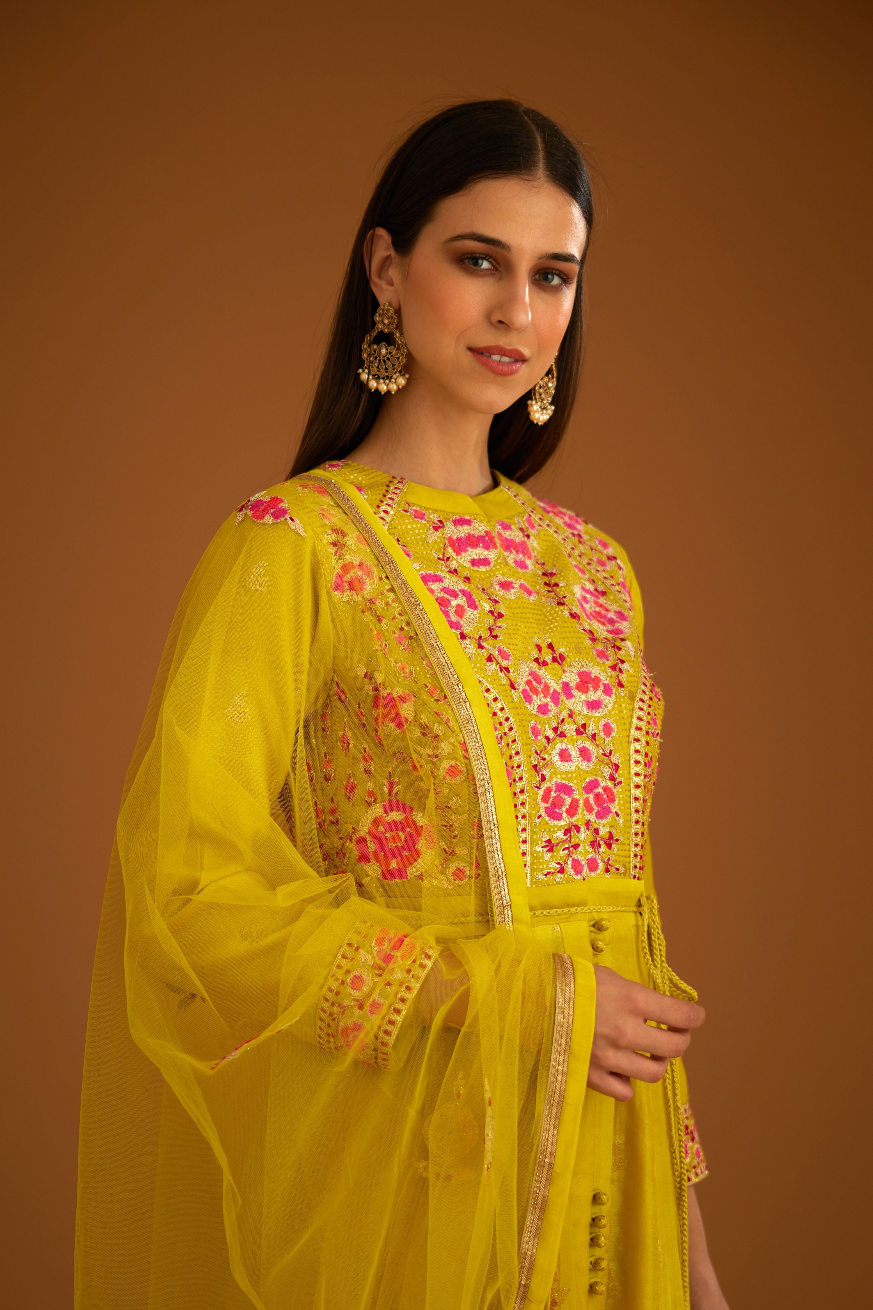 Lime Green Anarkali Set