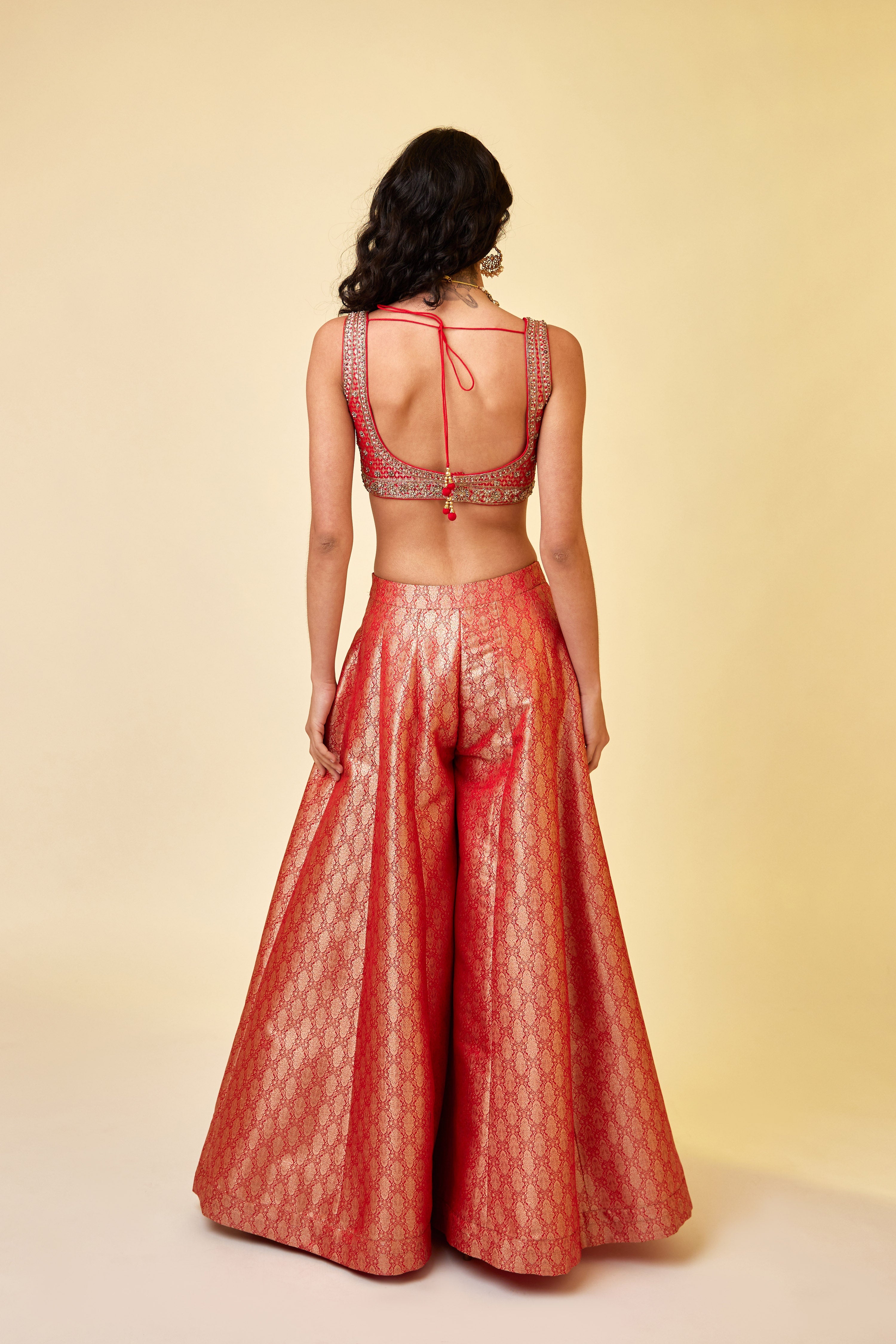 Red Sharara Set