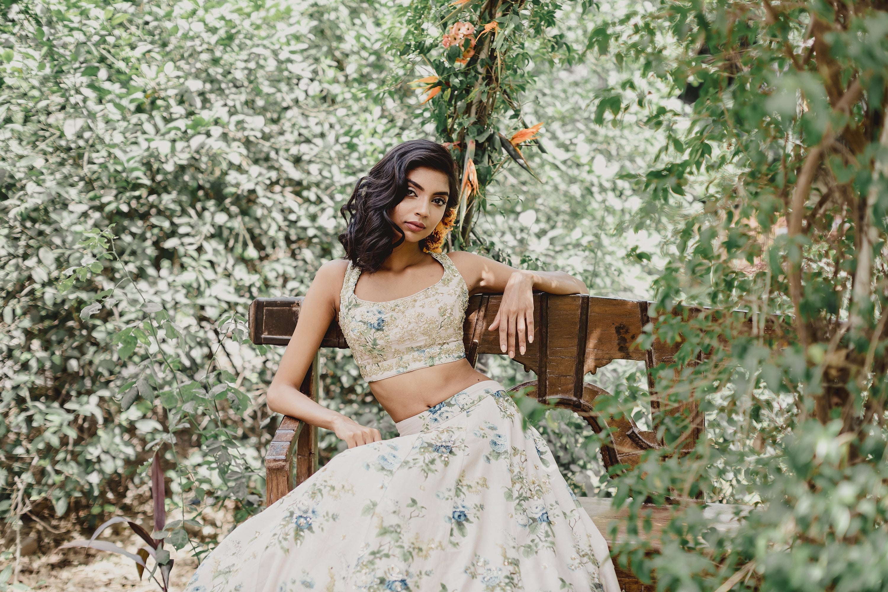 Pink Floral Lehenga Set