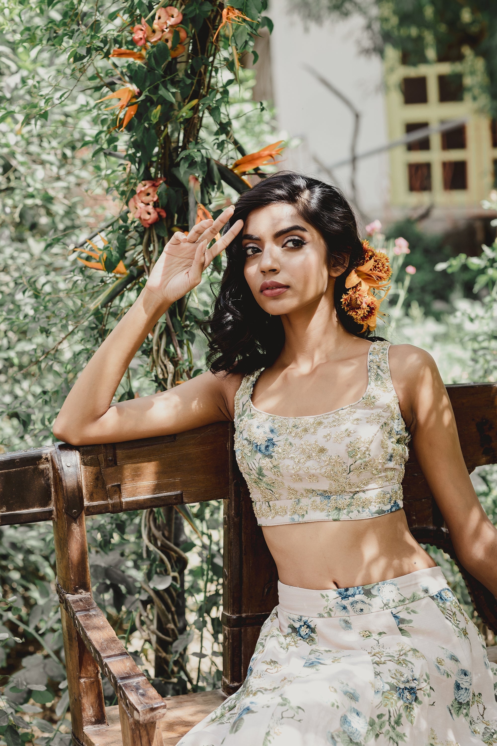 Pink Floral Lehenga Set