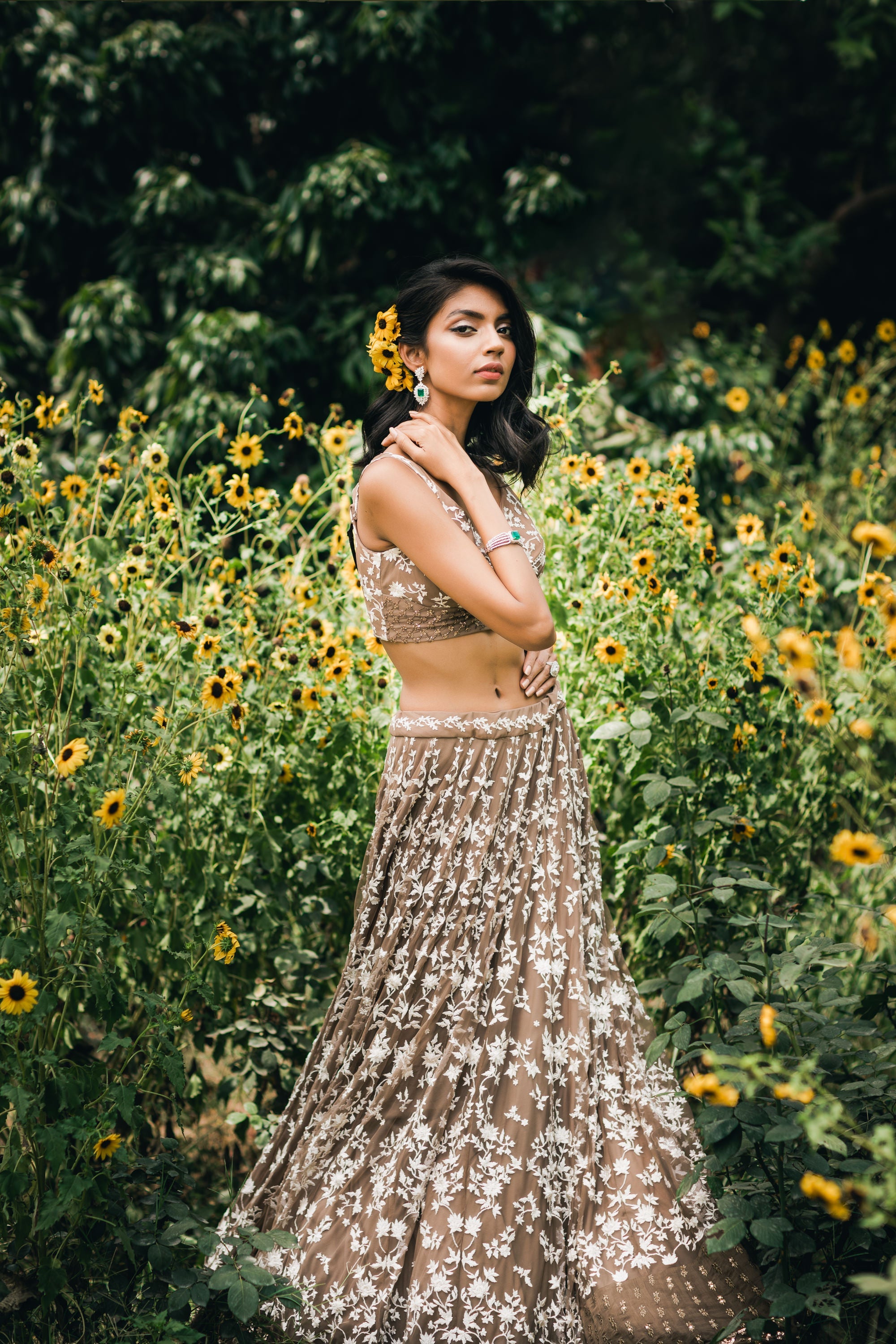 Coffee Thread Work Lehenga Set