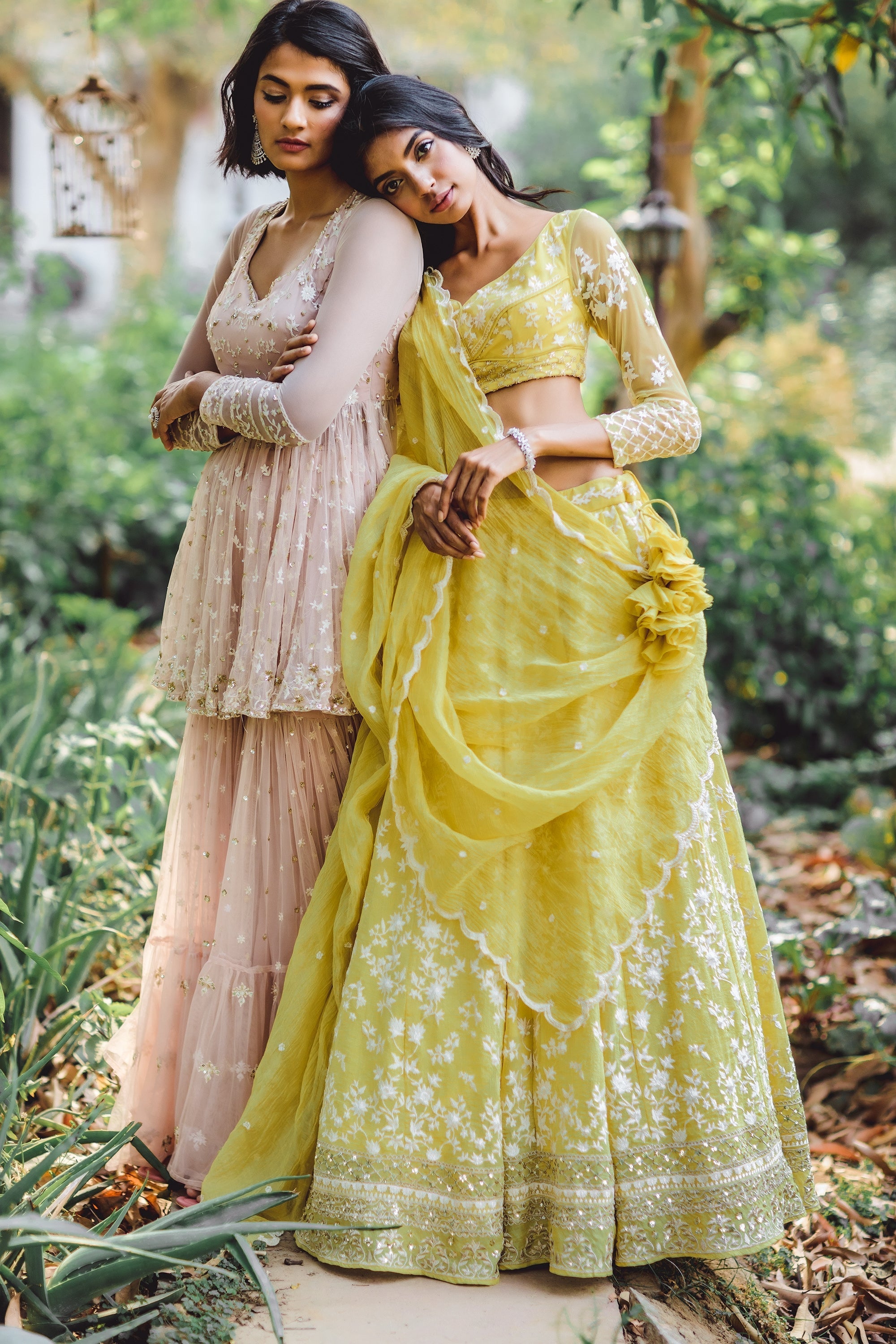 Lemon Yellow Threadwork Lehenga Set