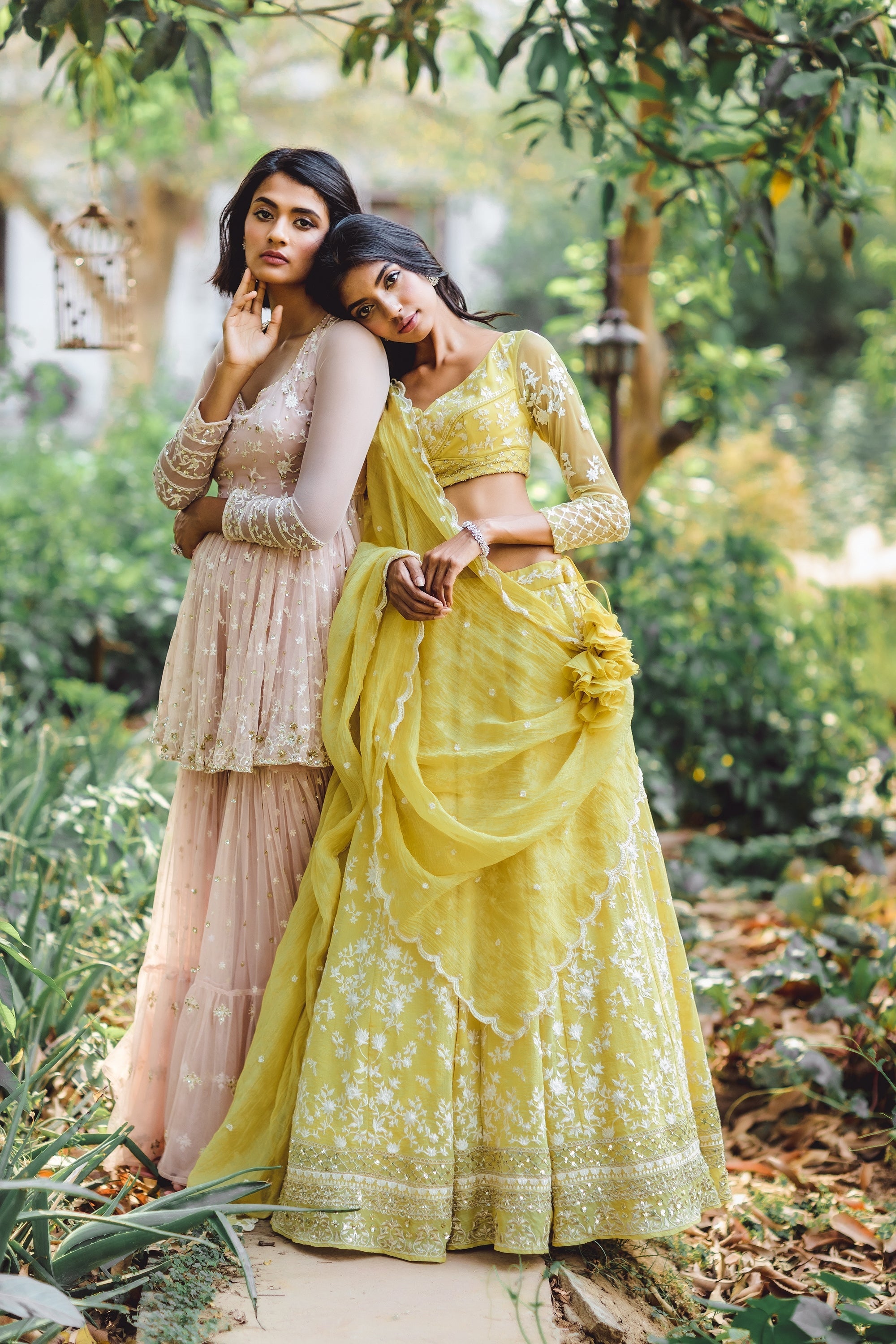 Powder Pink Thred Kurti And Sharara Set