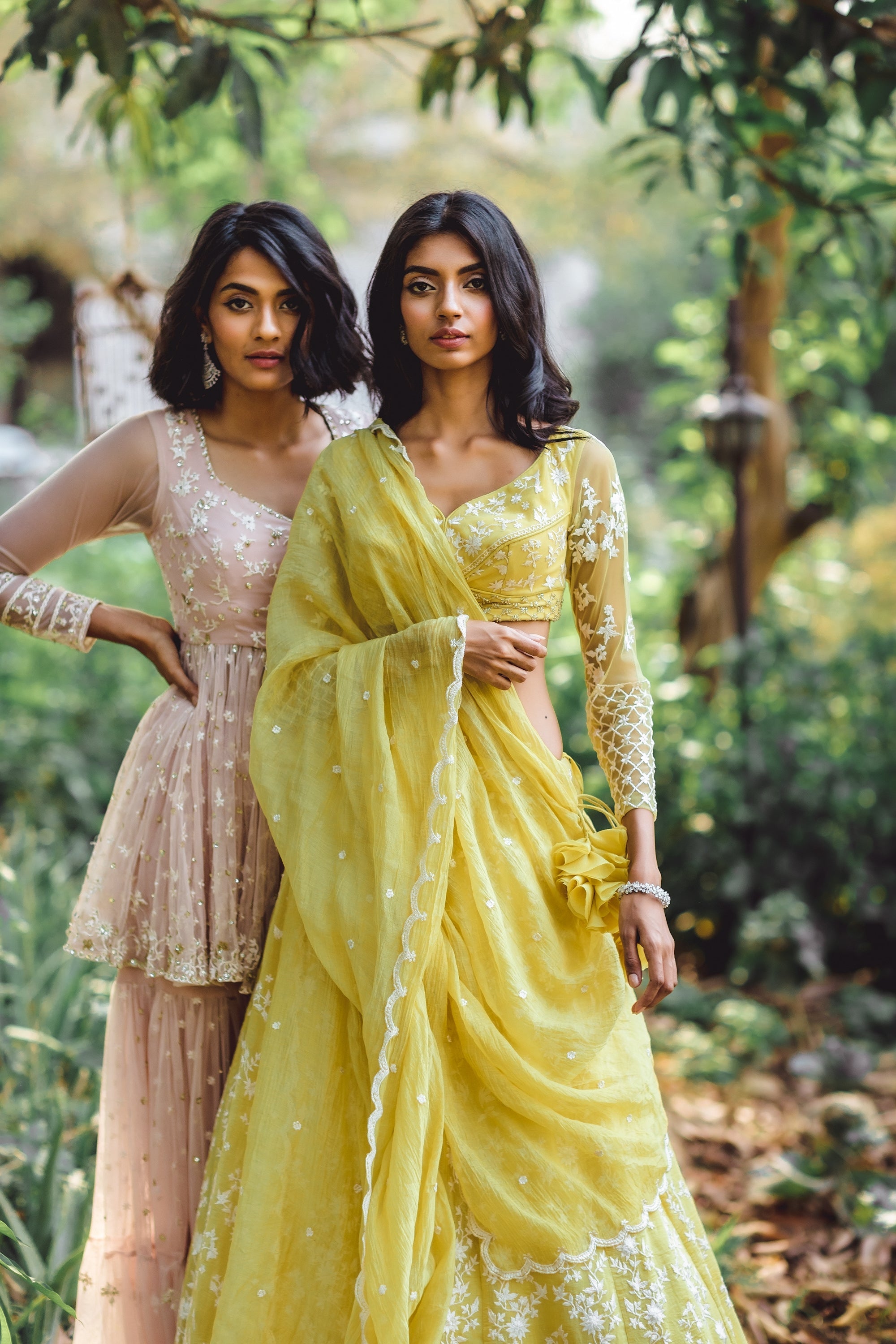Powder Pink Thred Kurti And Sharara Set