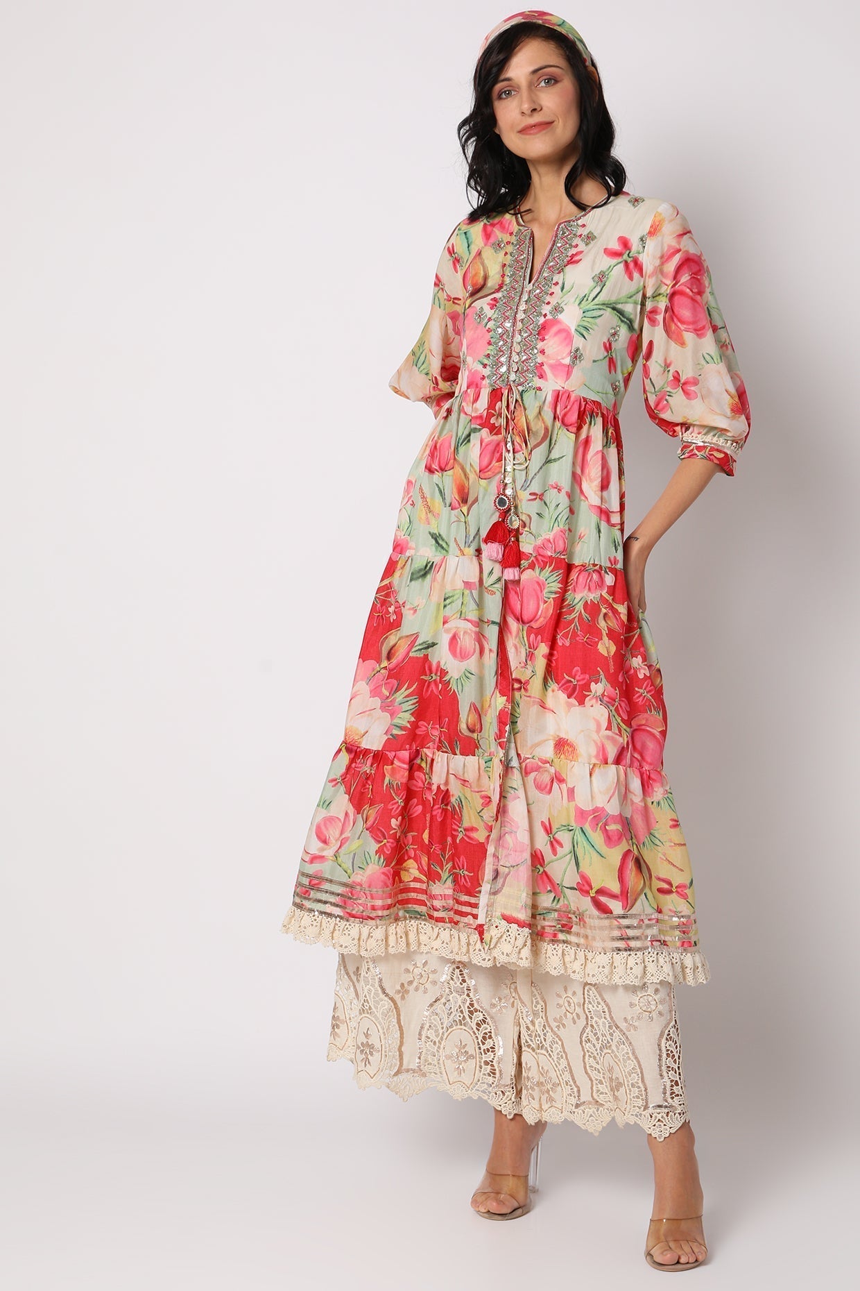 Swati Vatsa in Khushi Tiered Jacket Style Tunic Set