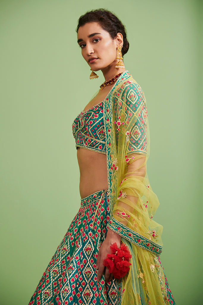 Teal Lehenga Set
