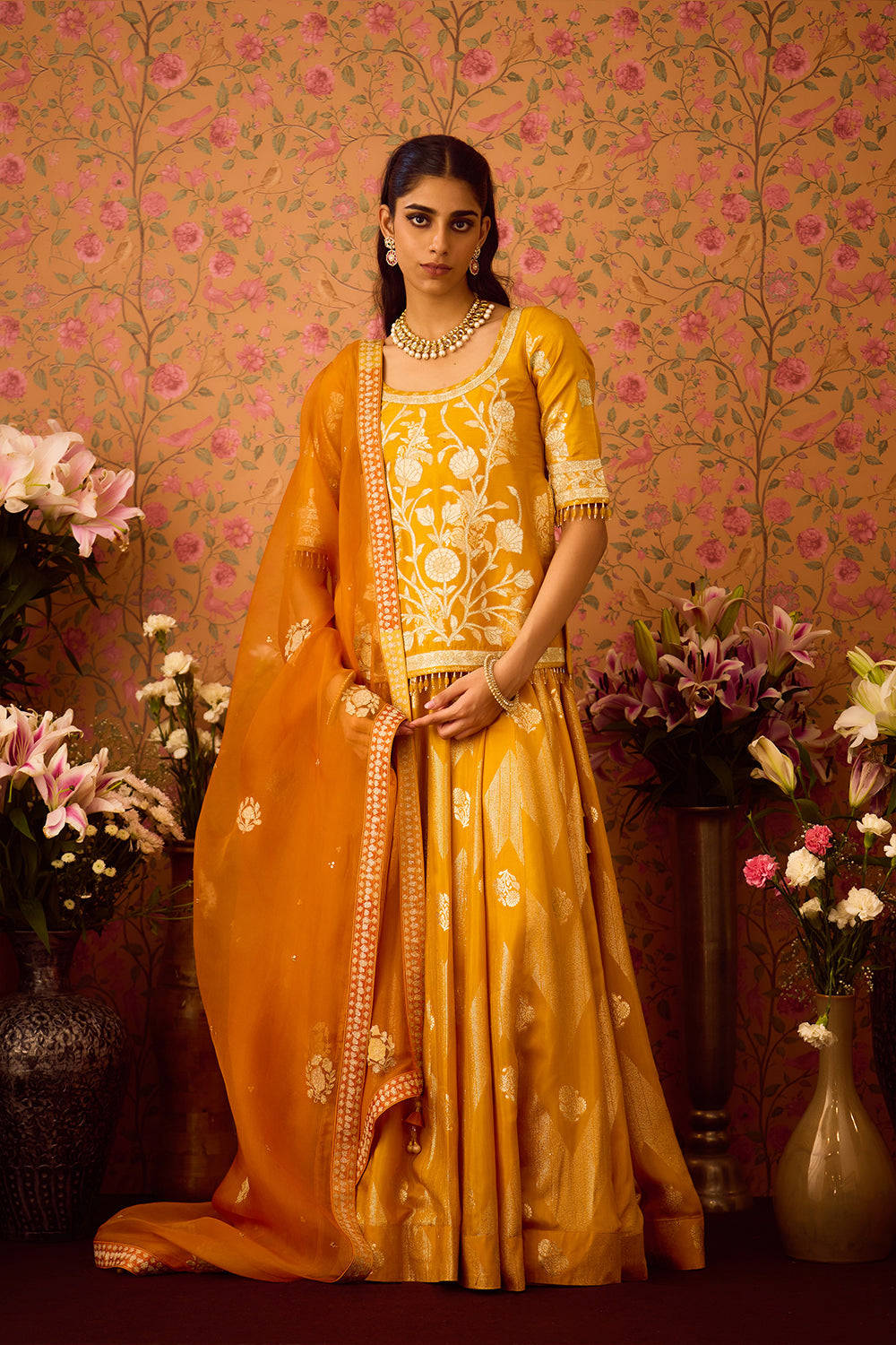Golden Yellow Choli Lehenga Set
