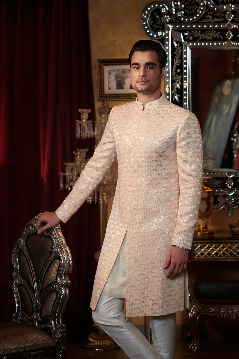 Heavy Cutdana and sequin work sherwani