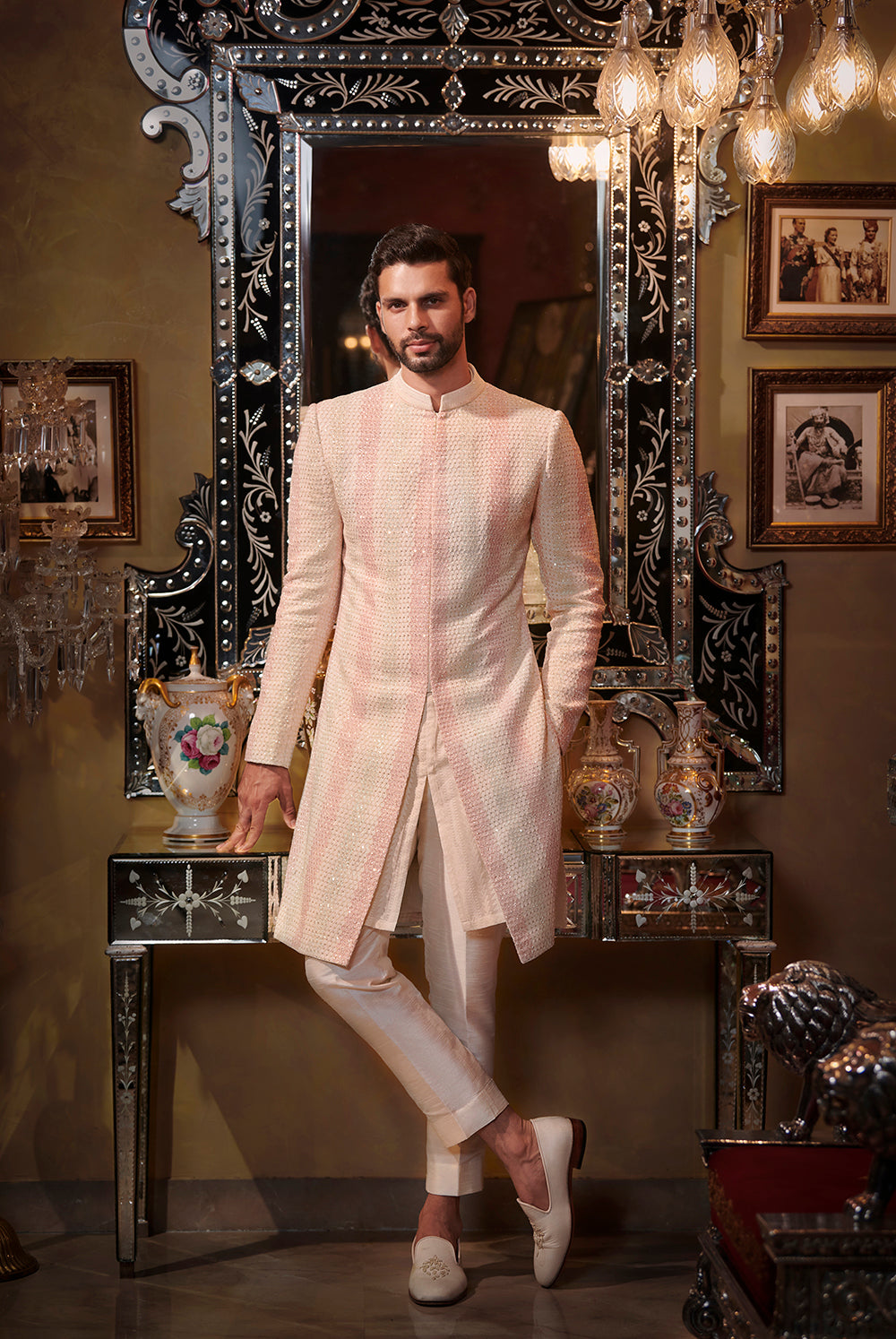 Cutdana and sequin work sherwani