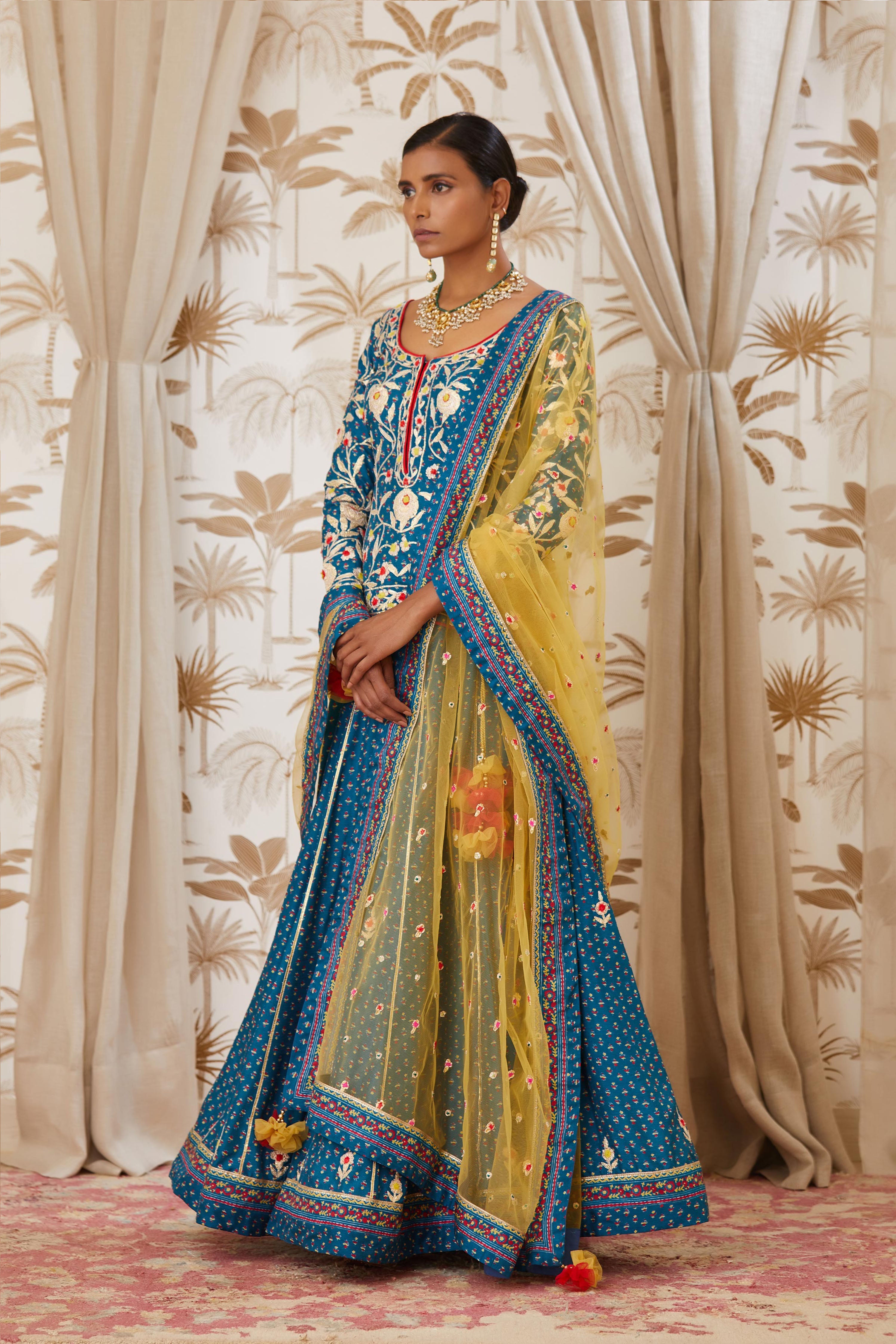 Teal Blue Short Kurta Set