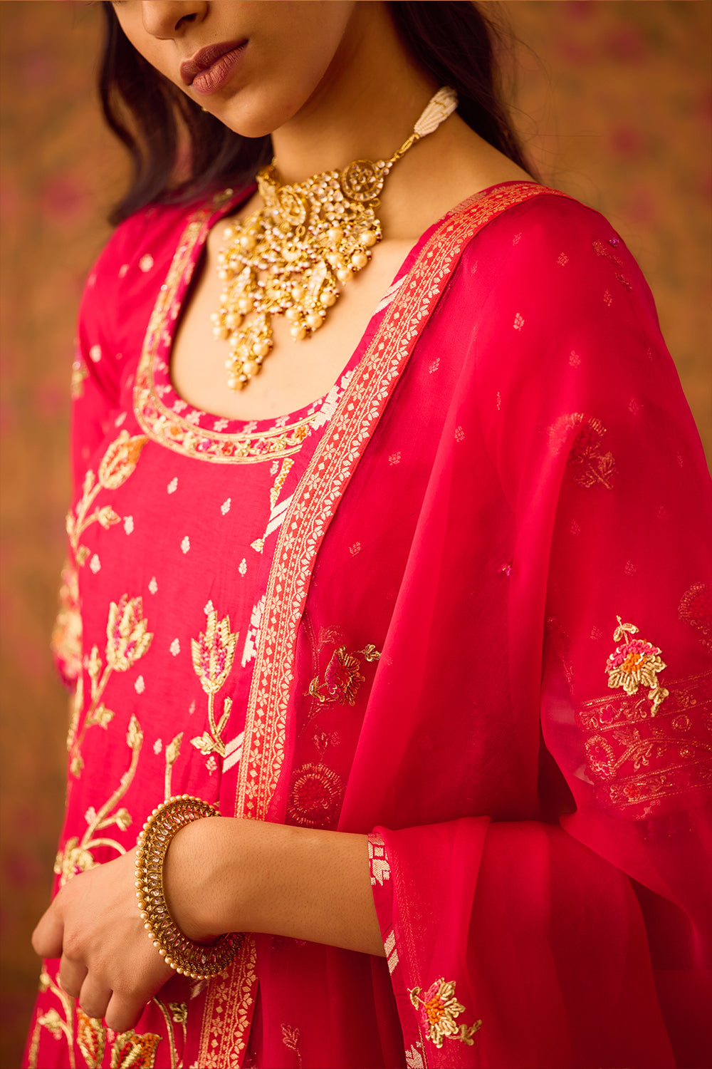 Scarlet Red Choli Lehenga Set