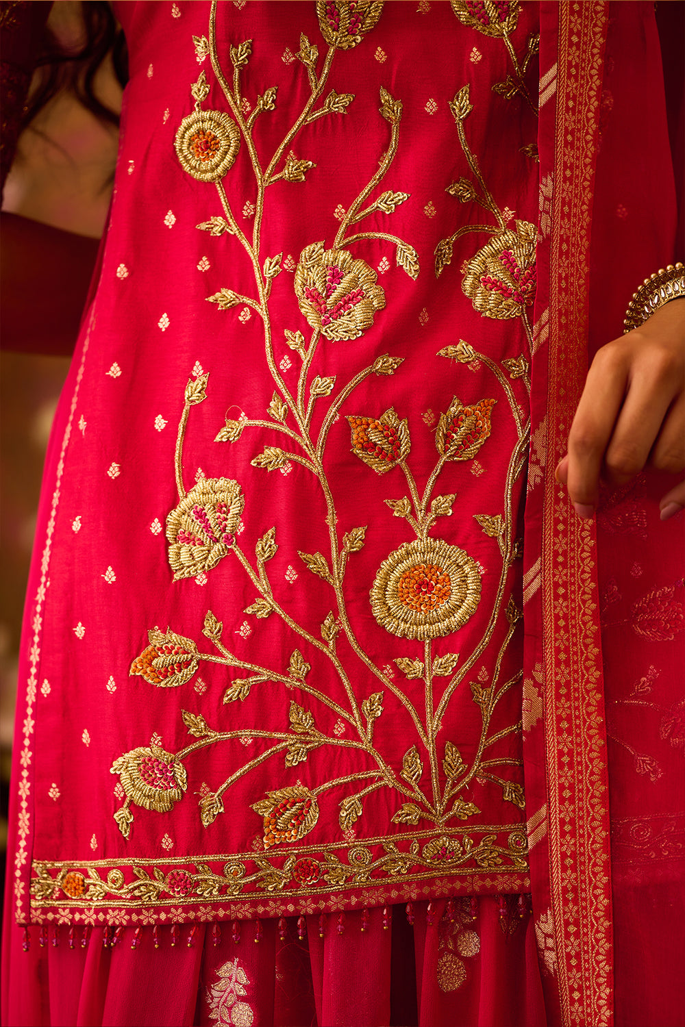 Scarlet Red Choli Lehenga Set