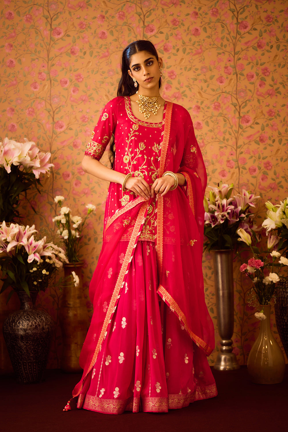 Scarlet Red Choli Lehenga Set