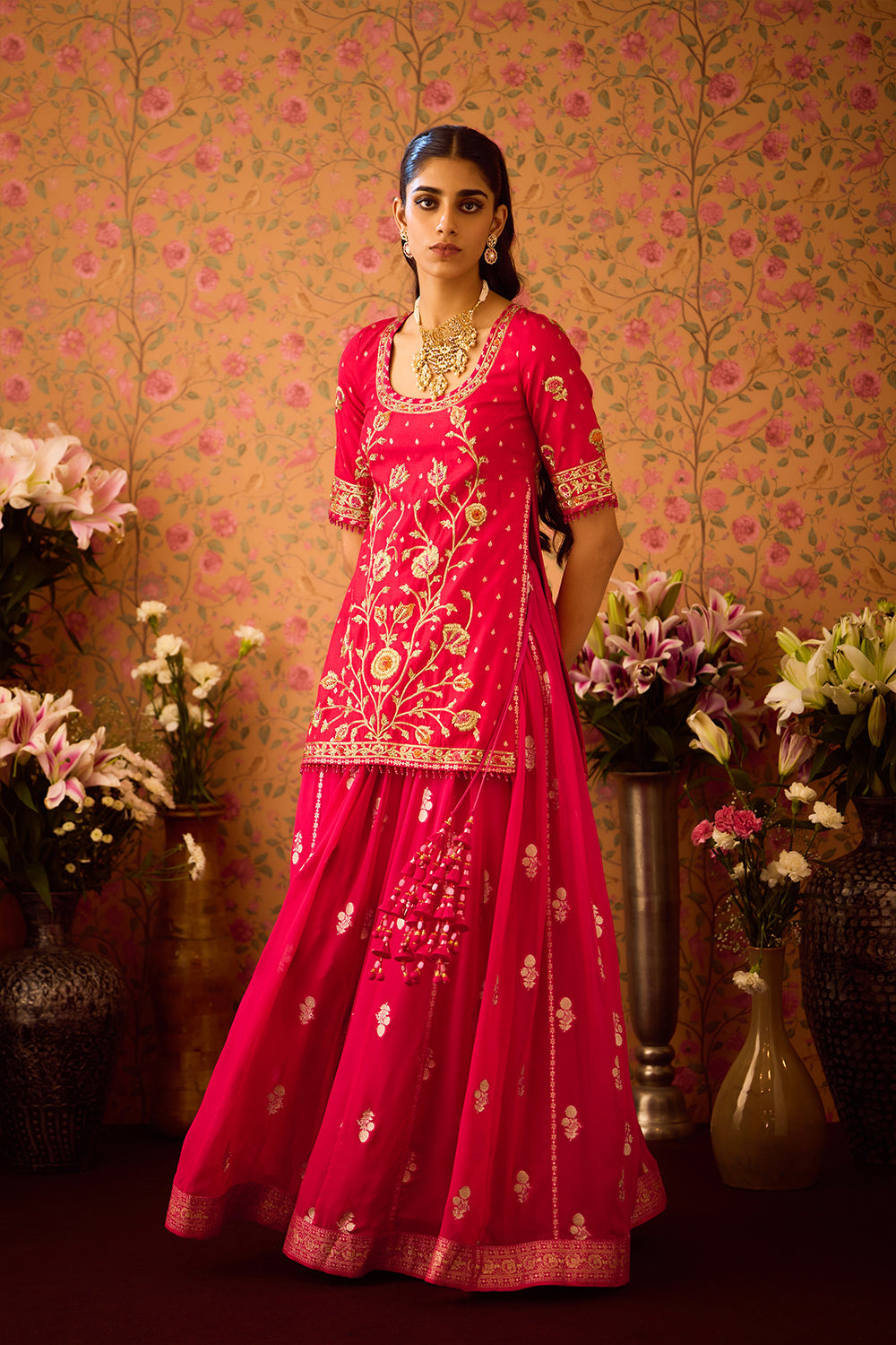 Scarlet Red Choli Lehenga Set