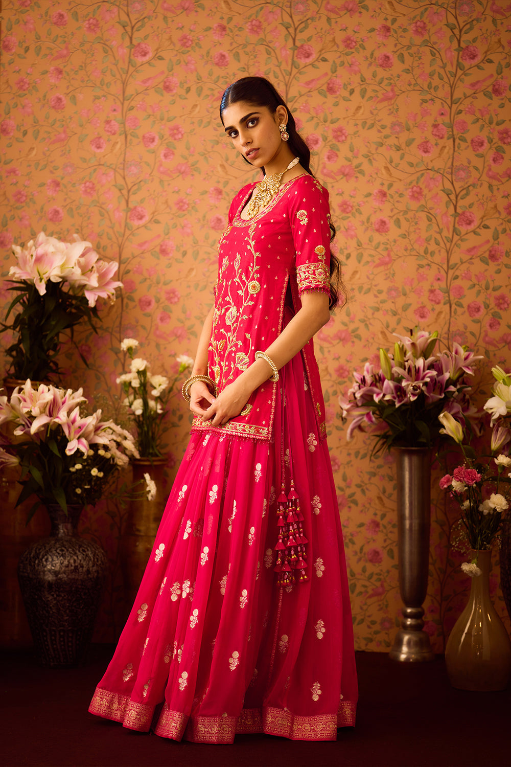 Scarlet Red Choli Lehenga Set