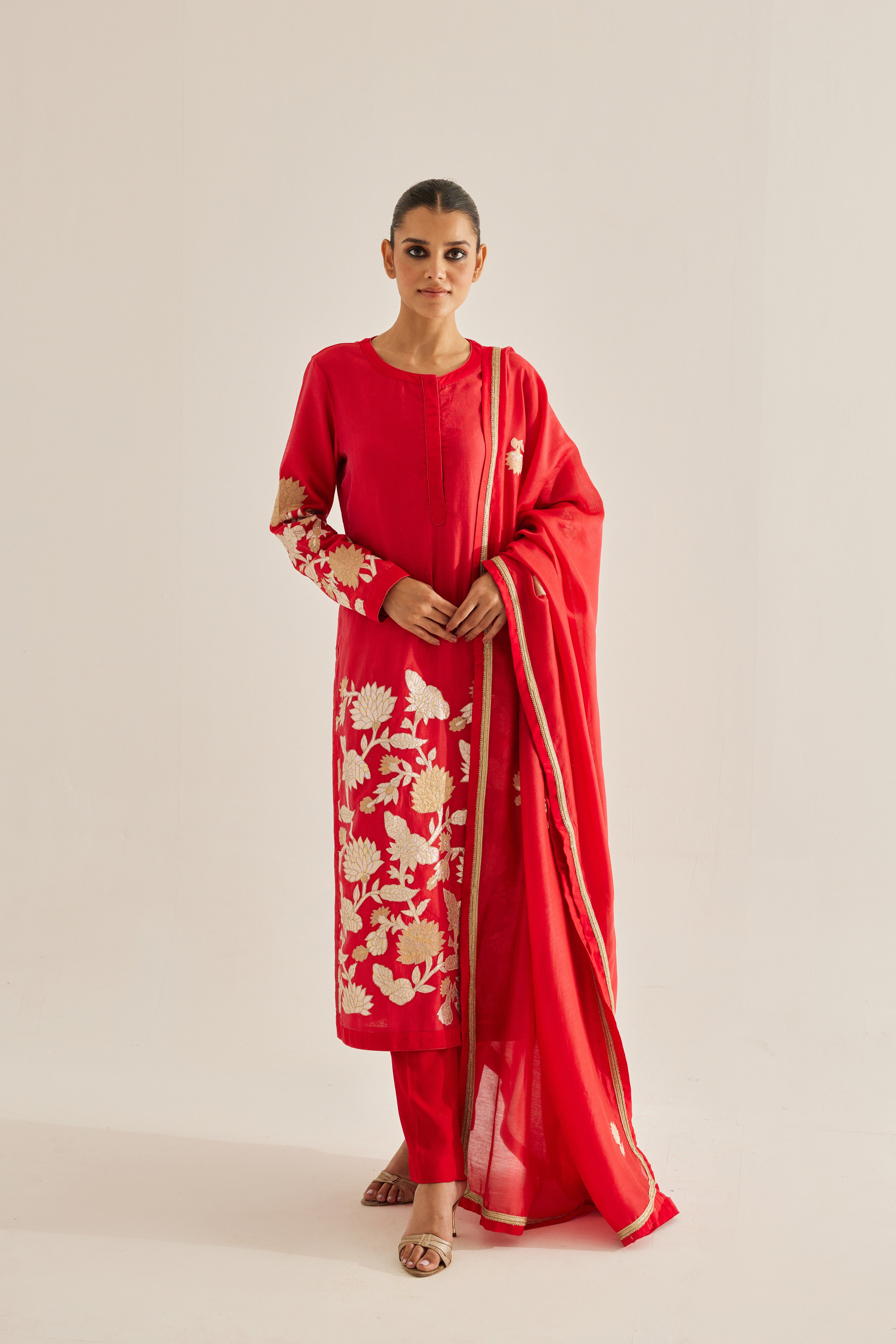 Red Maroon Kurta Set