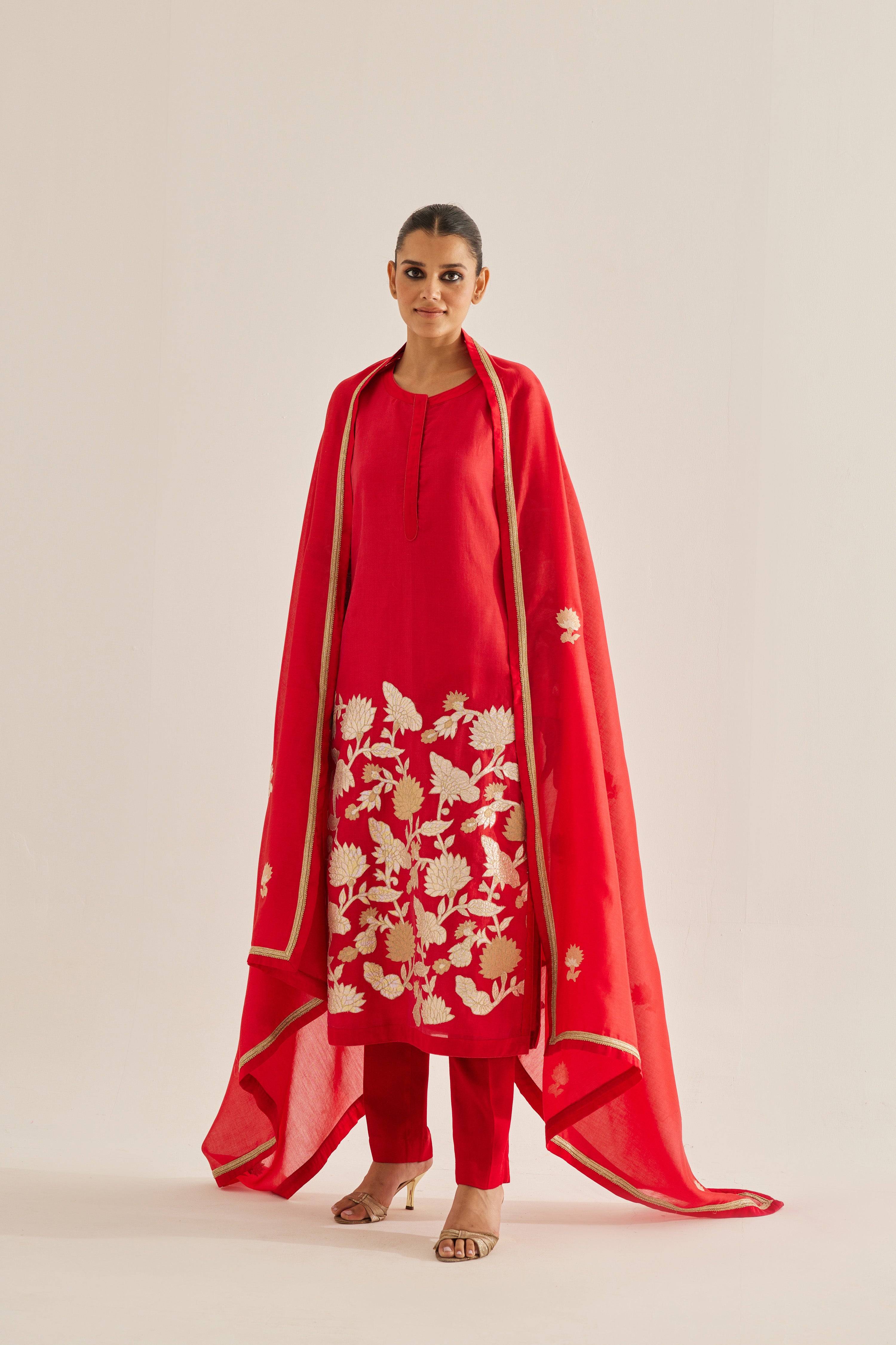 Red Maroon Kurta Set