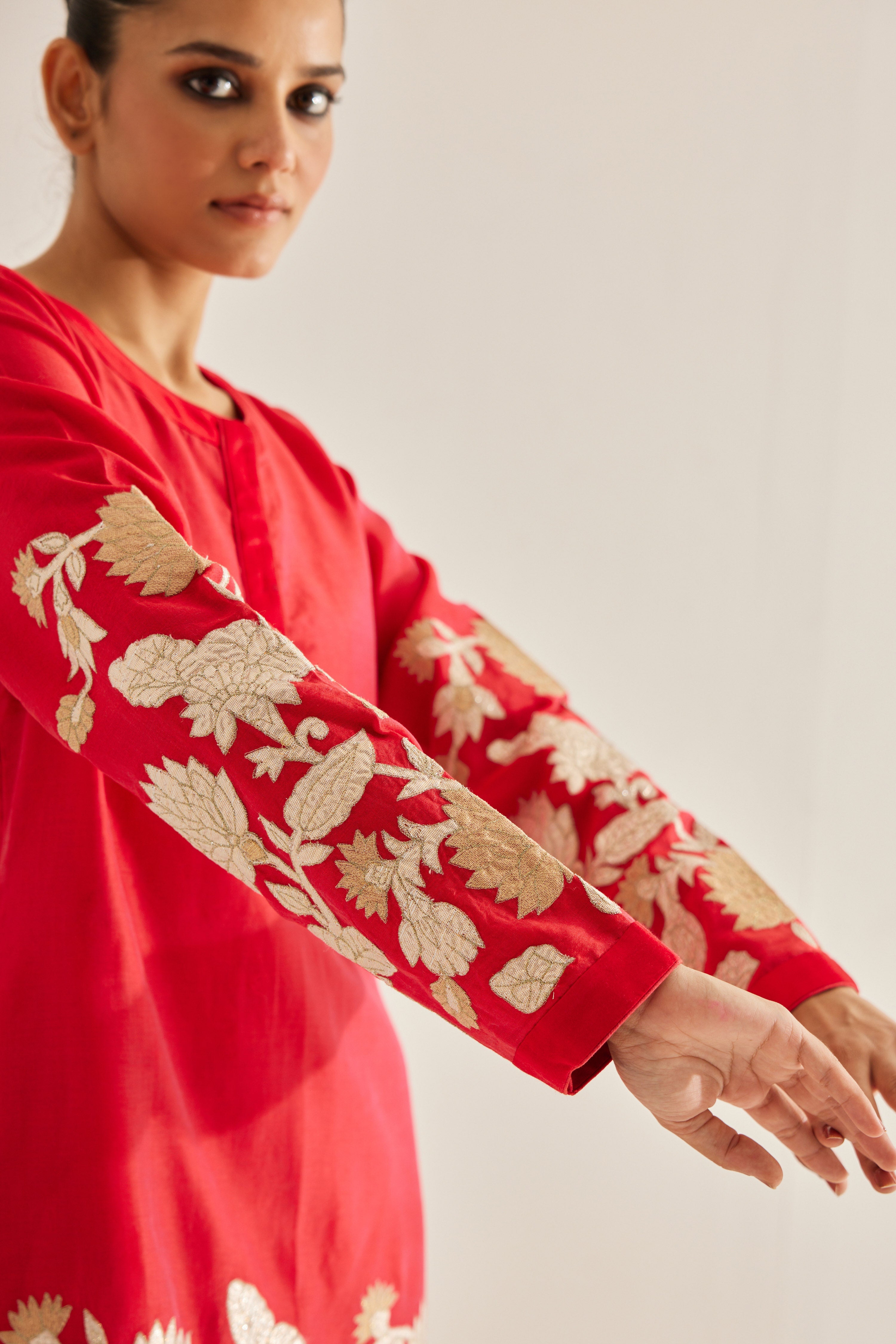 Red Maroon Kurta Set