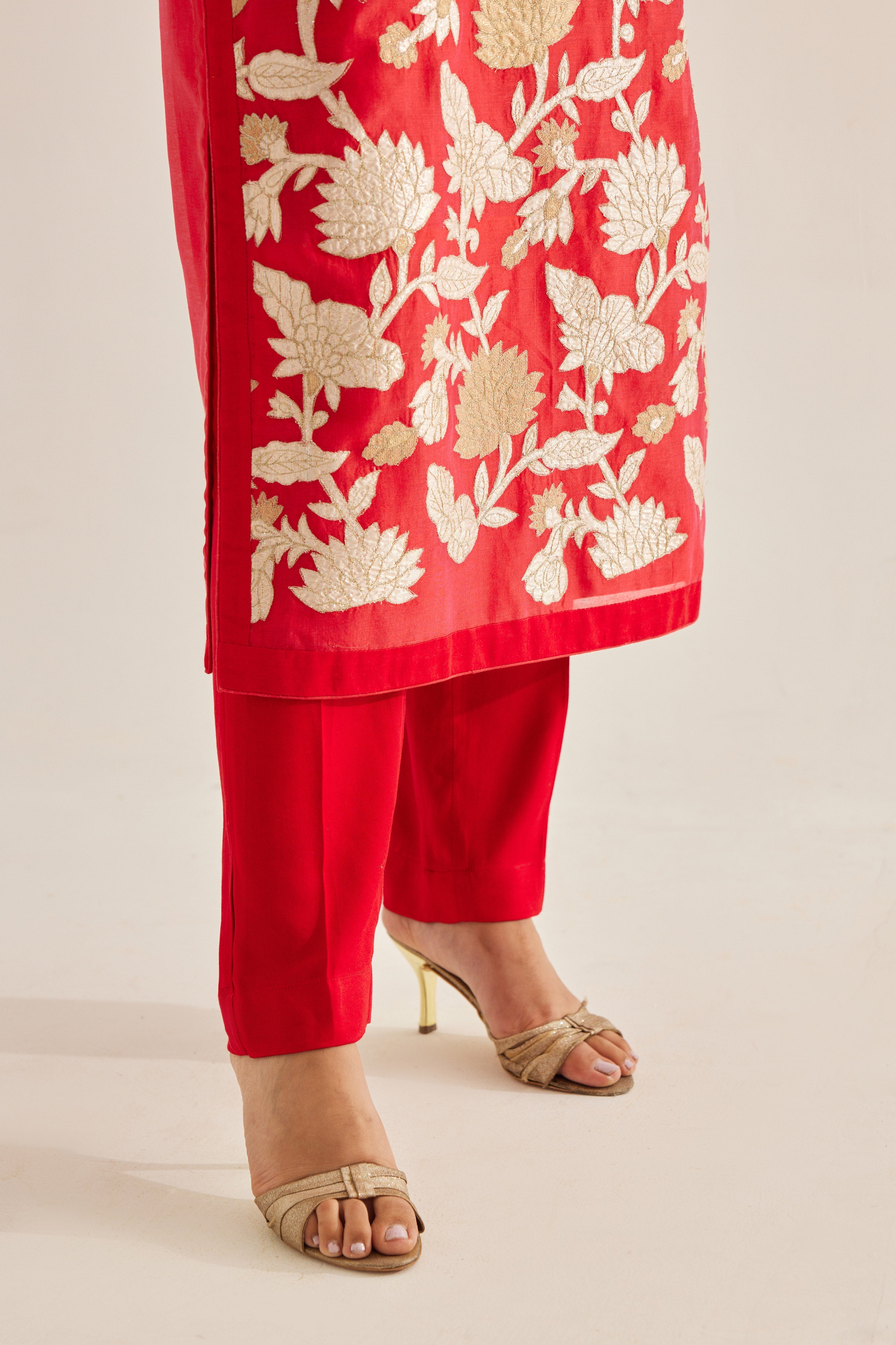 Red Maroon Kurta Set