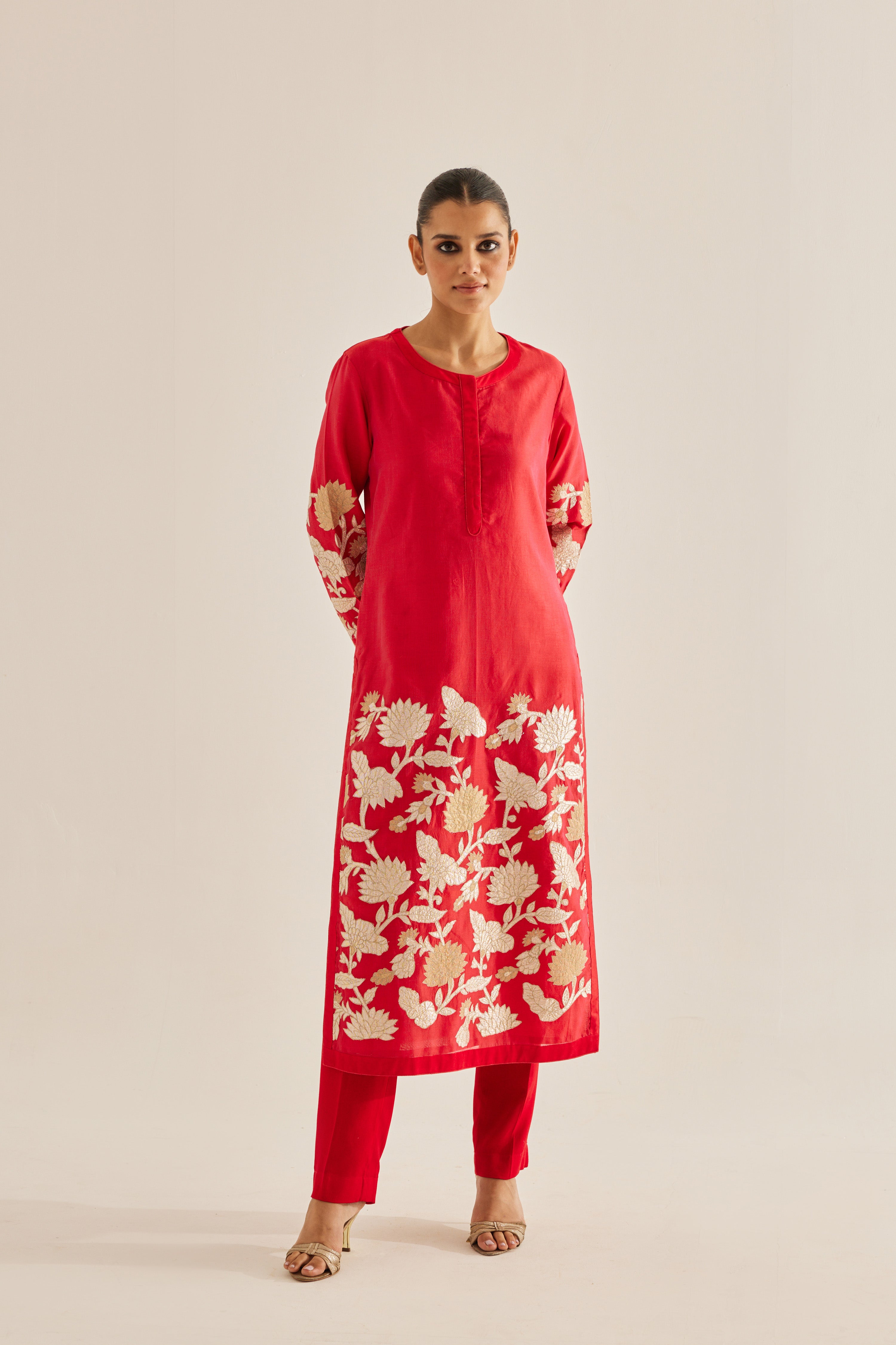 Red Maroon Kurta Set