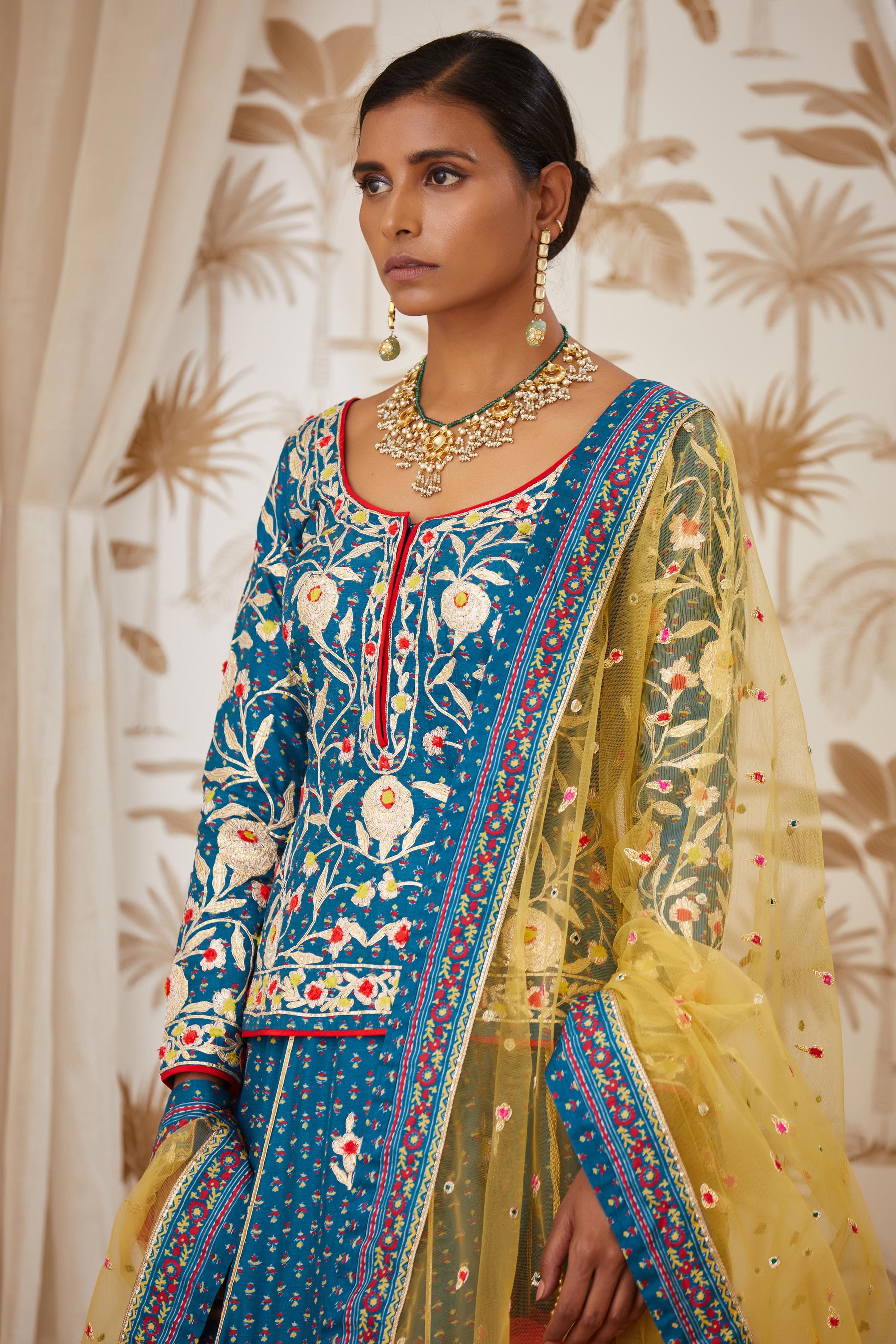 Teal Blue Short Kurta Set