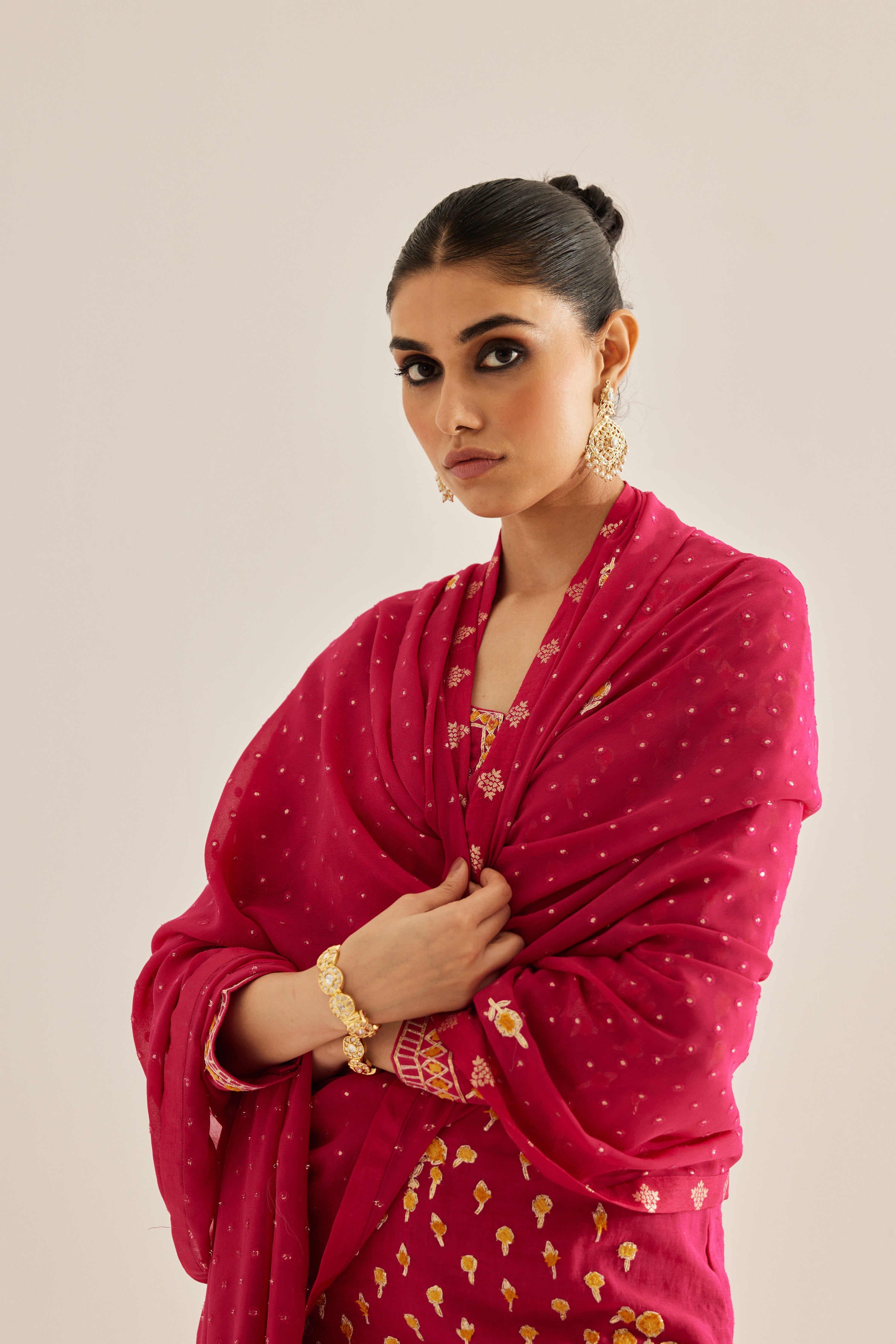 Red Pink Kurta Set
