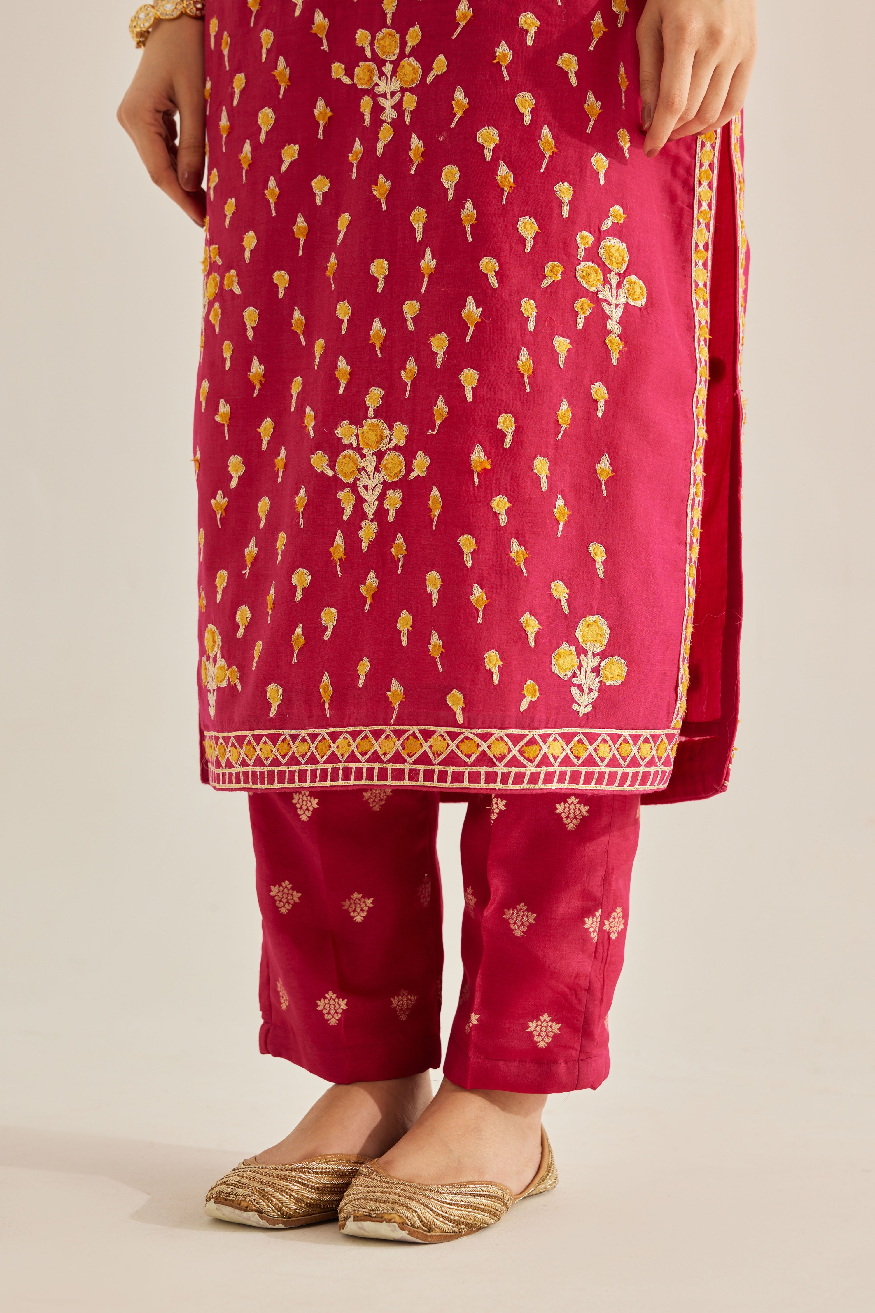 Red Pink Kurta Set