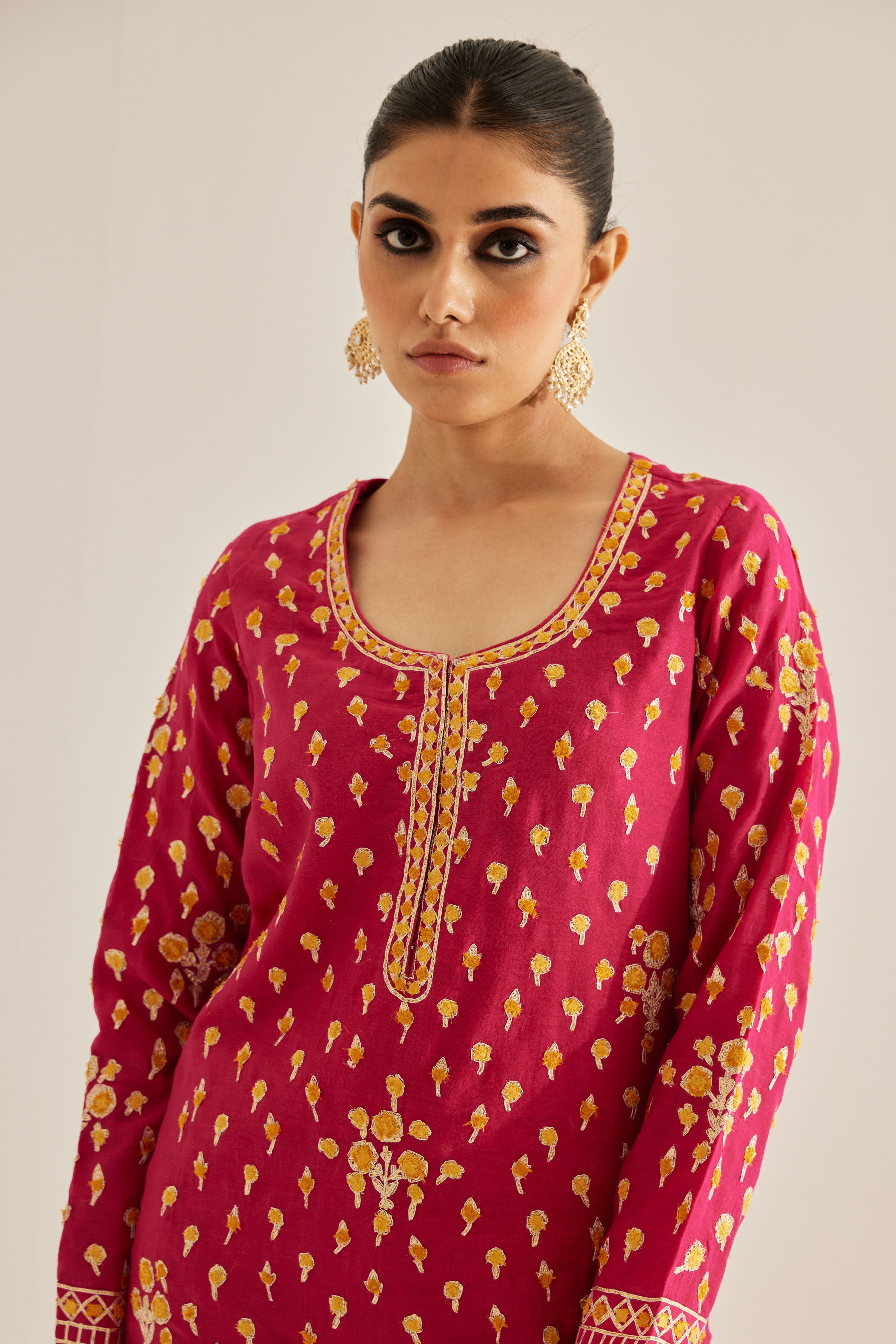 Red Pink Kurta Set