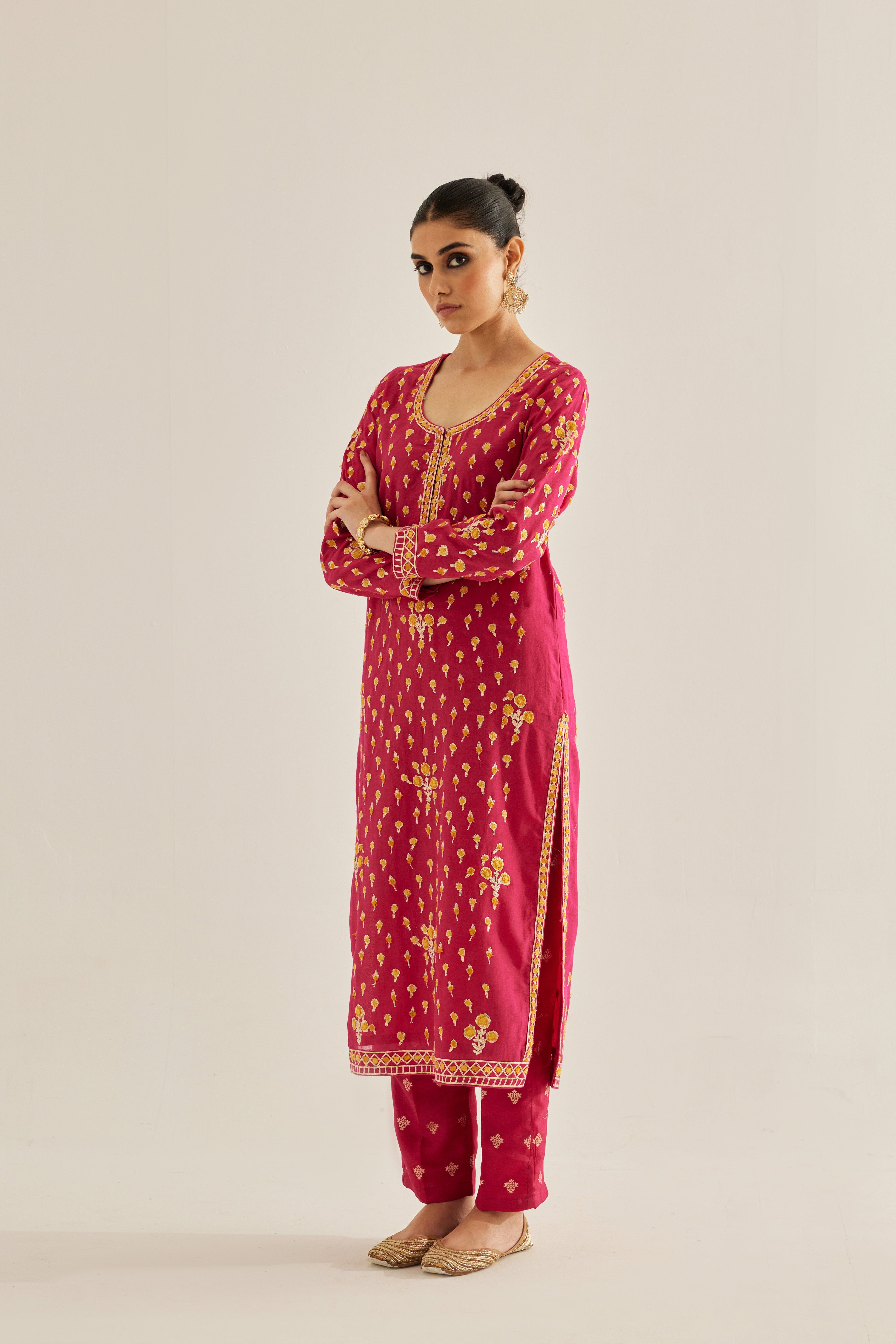 Red Pink Kurta Set