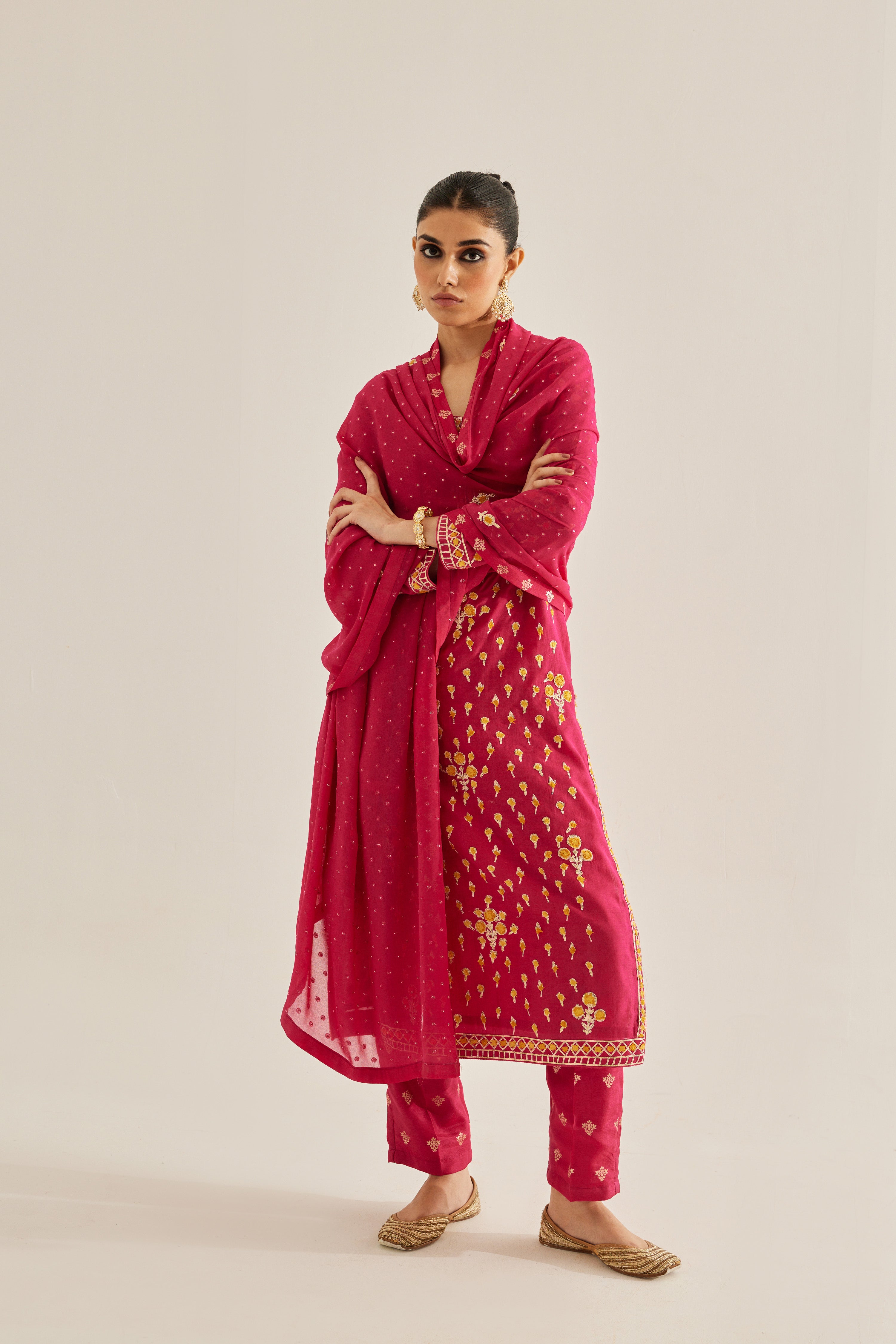 Red Pink Kurta Set