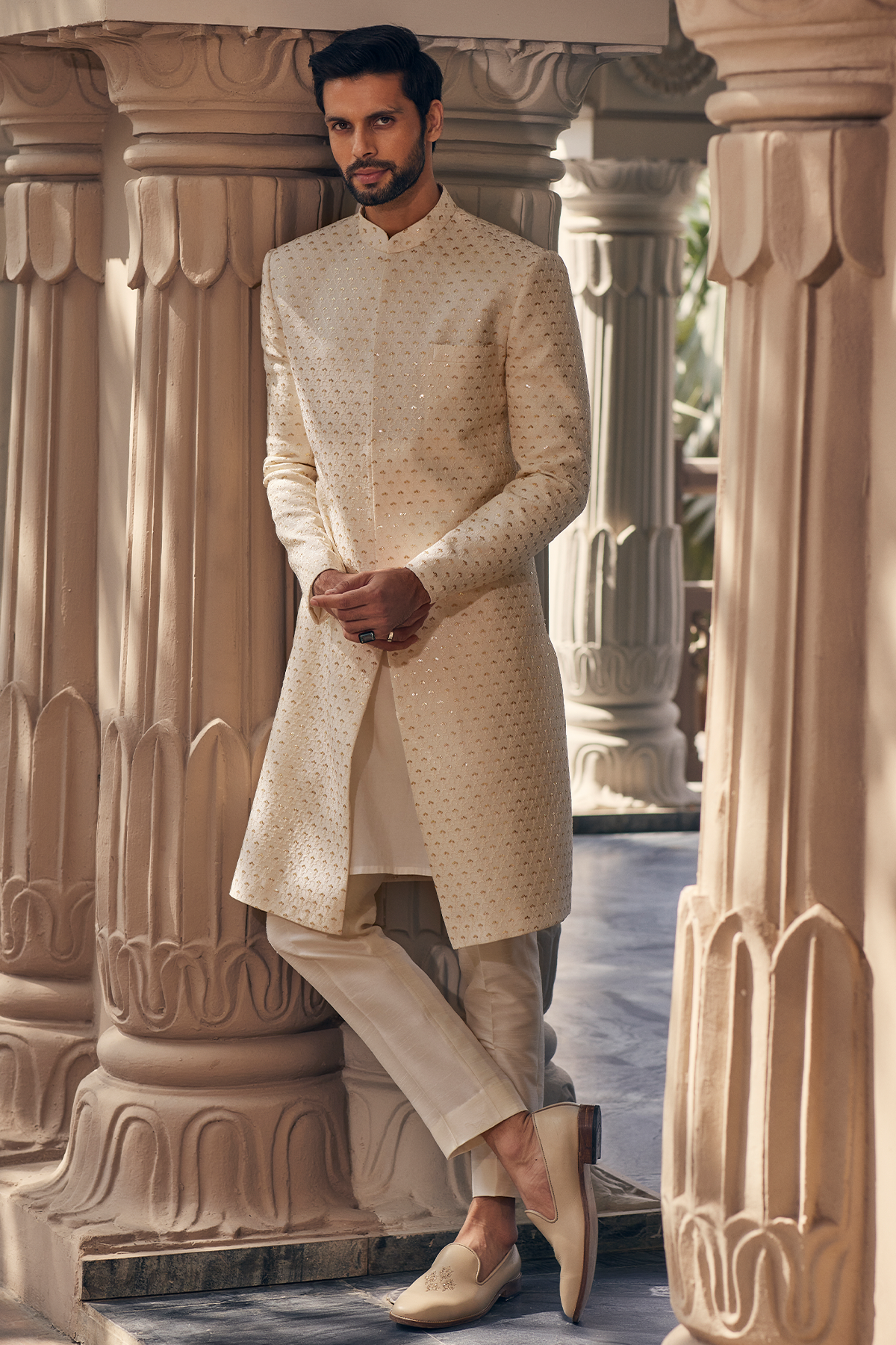 Ivory Chikankari Sherwani